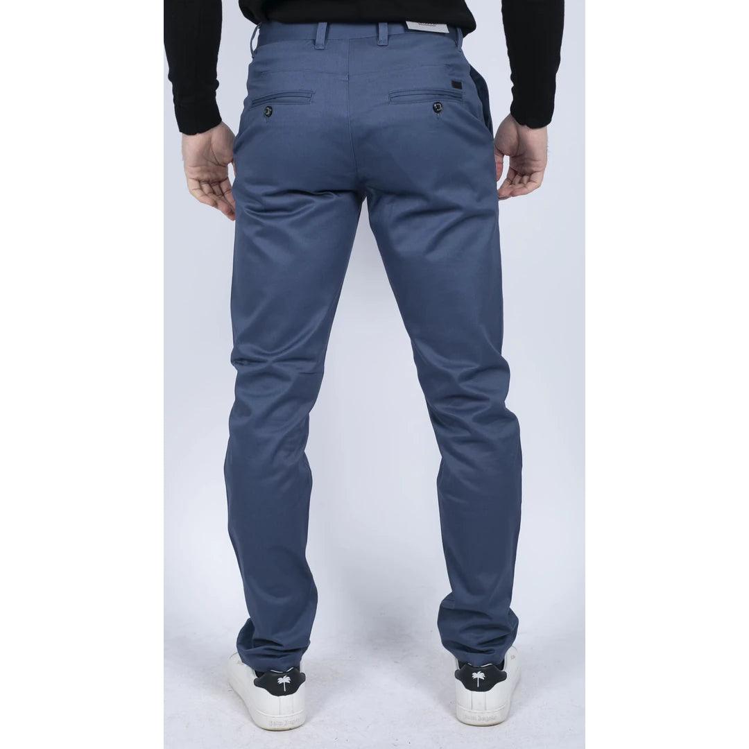 Mens Regular Chino Jeans Trousers Stretch Classic Smart Casual Tailored Fit - Knighthood Store