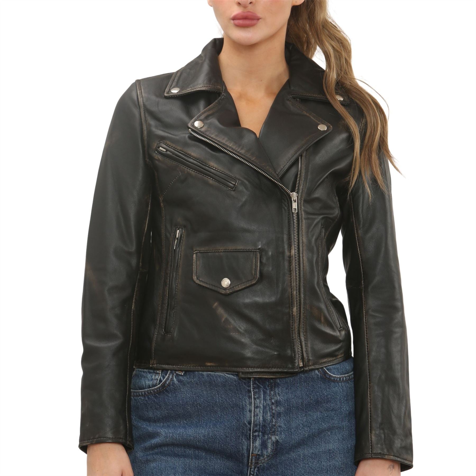 Women's Real Leather Brando Style Biker Jacket
