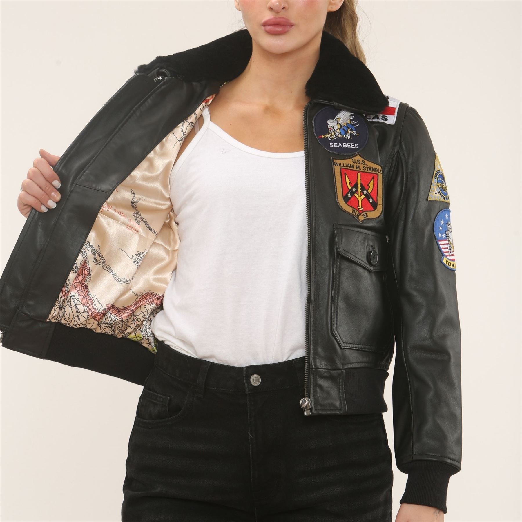 Women's Real Leather Air Force A2 Flight Bomber Jacket