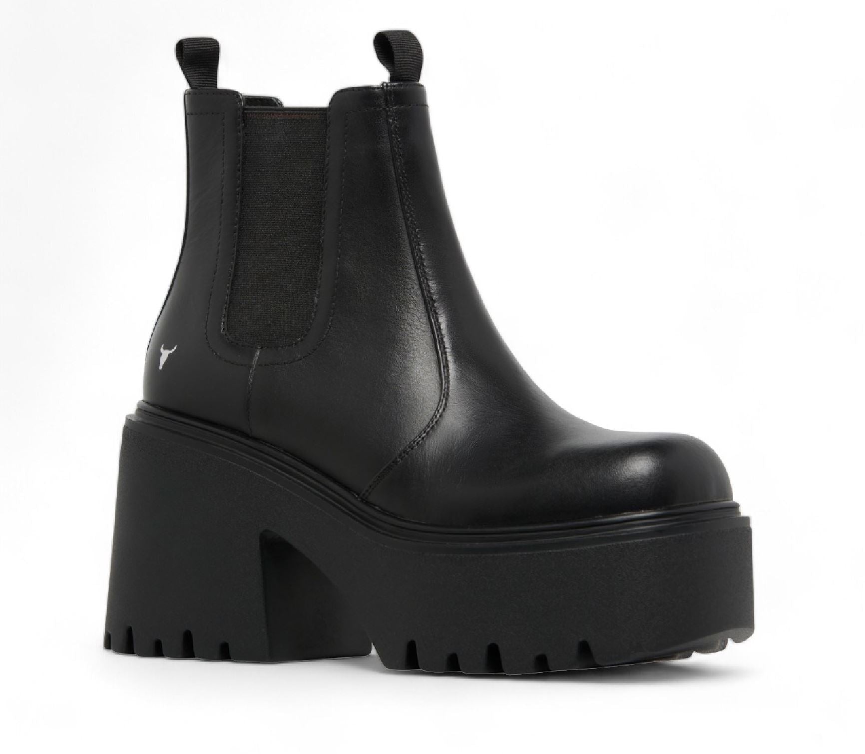 Tricky - Women's Black Leather Platform Chelsea Boots