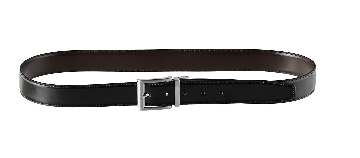 Men’s Leather Black Brown Rotating Buckle Reversible Belt