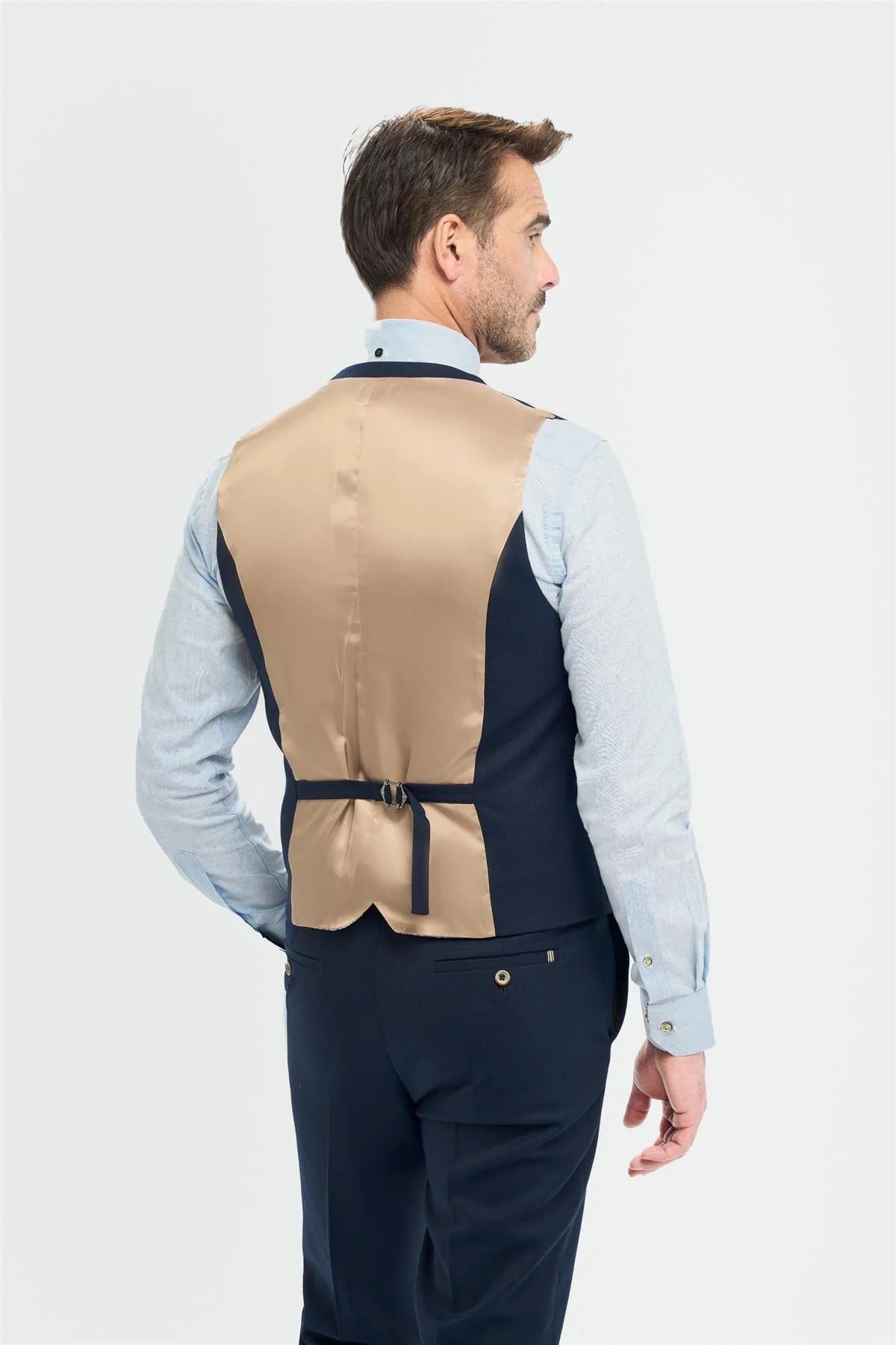 Men's Waistcoat Navy Tailored Fit Summer Vest