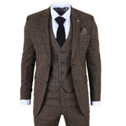 IM11 - Men's Dark Brown 3 Piece Plaid Check Suit