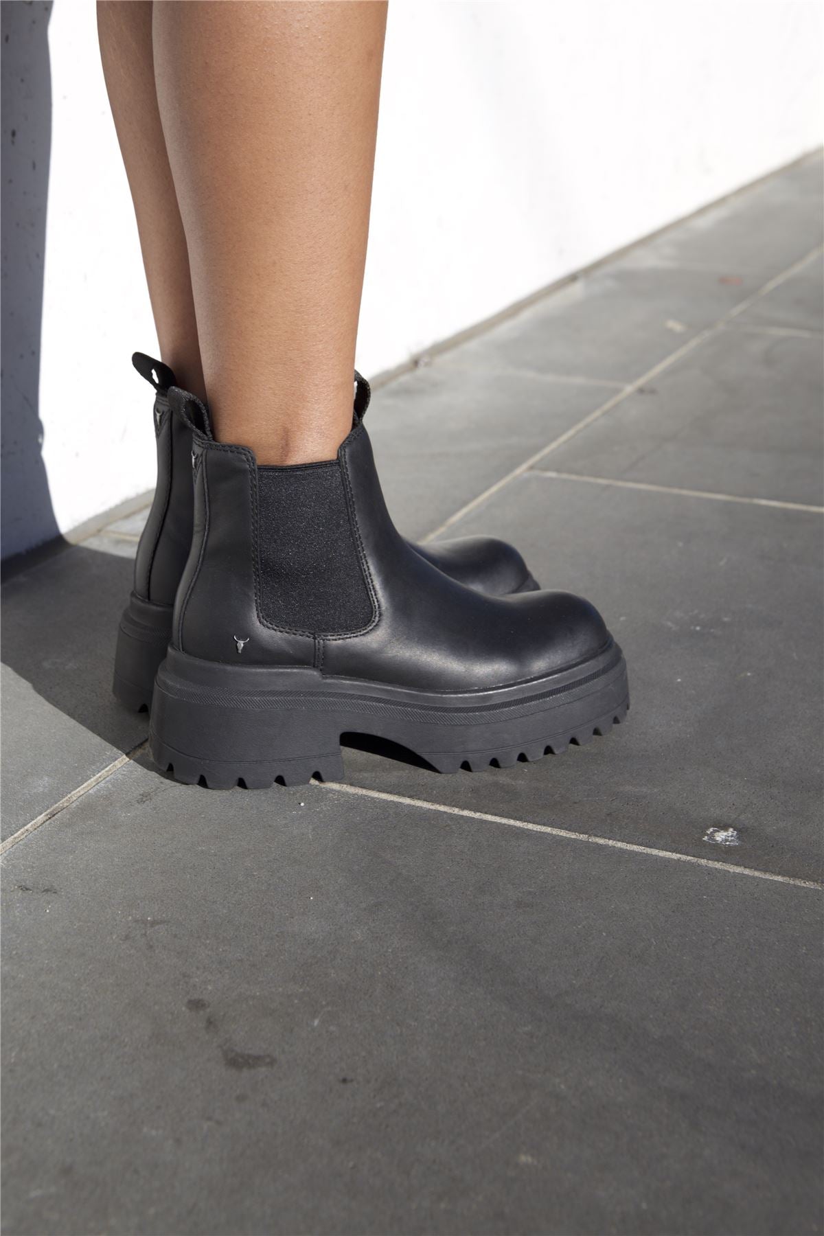 Dopamine - Women's Black Slip On Leather Chelsea Boots