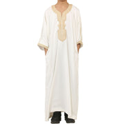 Boys Moroccan Thobe Gandoura Short Sleeve Jubba Islamic Clothing Kaftan Eid Robe Arab Embroidery