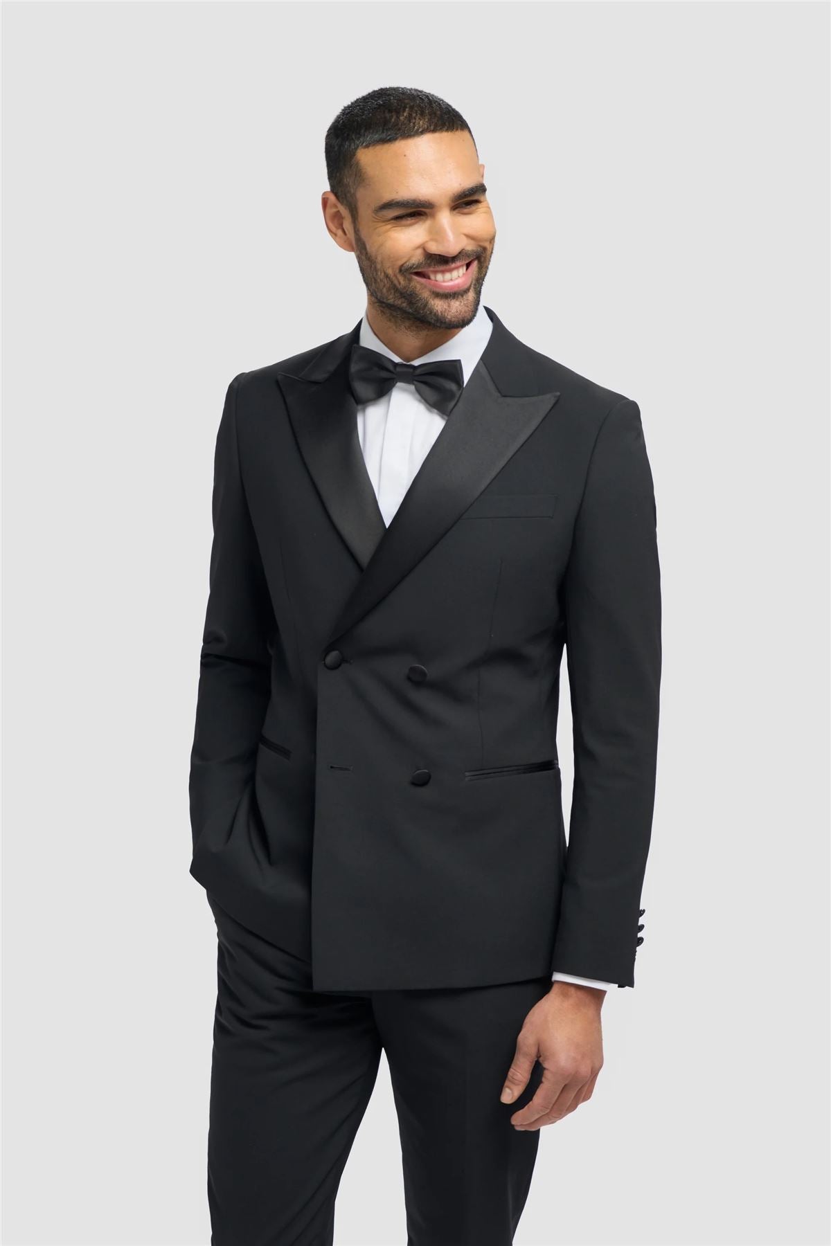 Men's Suit Black 2 Piece Double Breasted Tuxedo