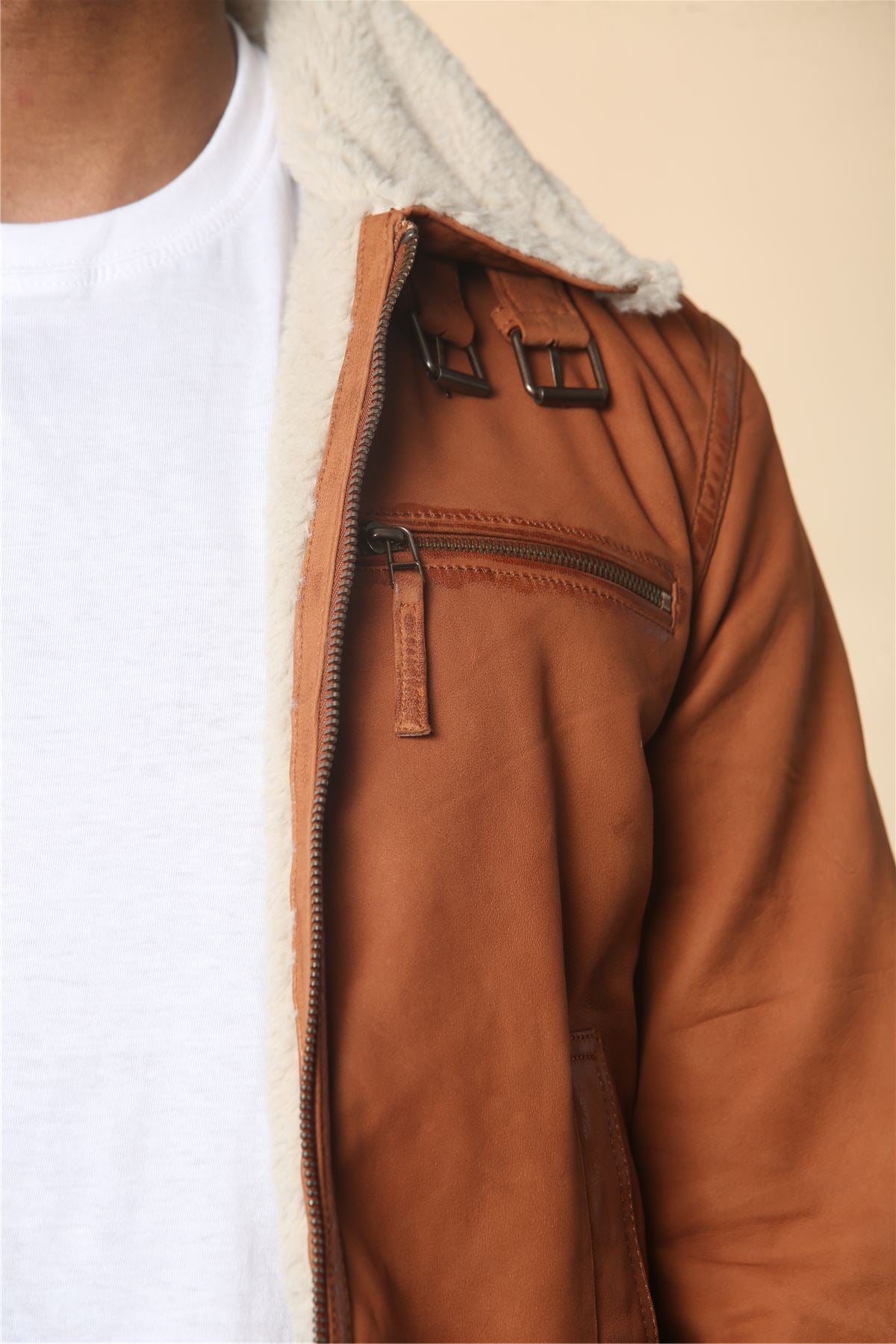 Men's Suede Pilot Aviator Leather Jacket