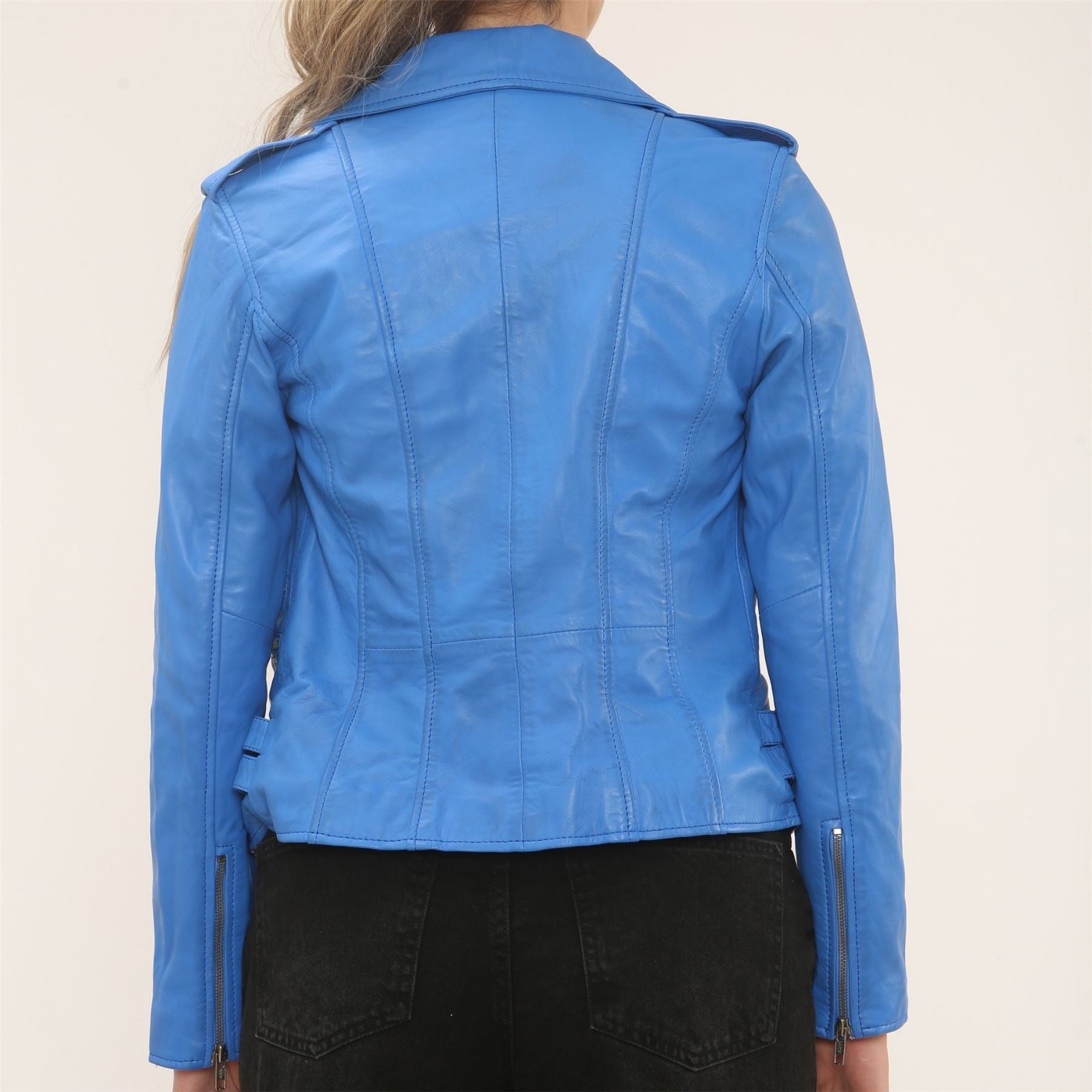 Women's Real Lamb Nappa Leather Vintage Biker Jacket