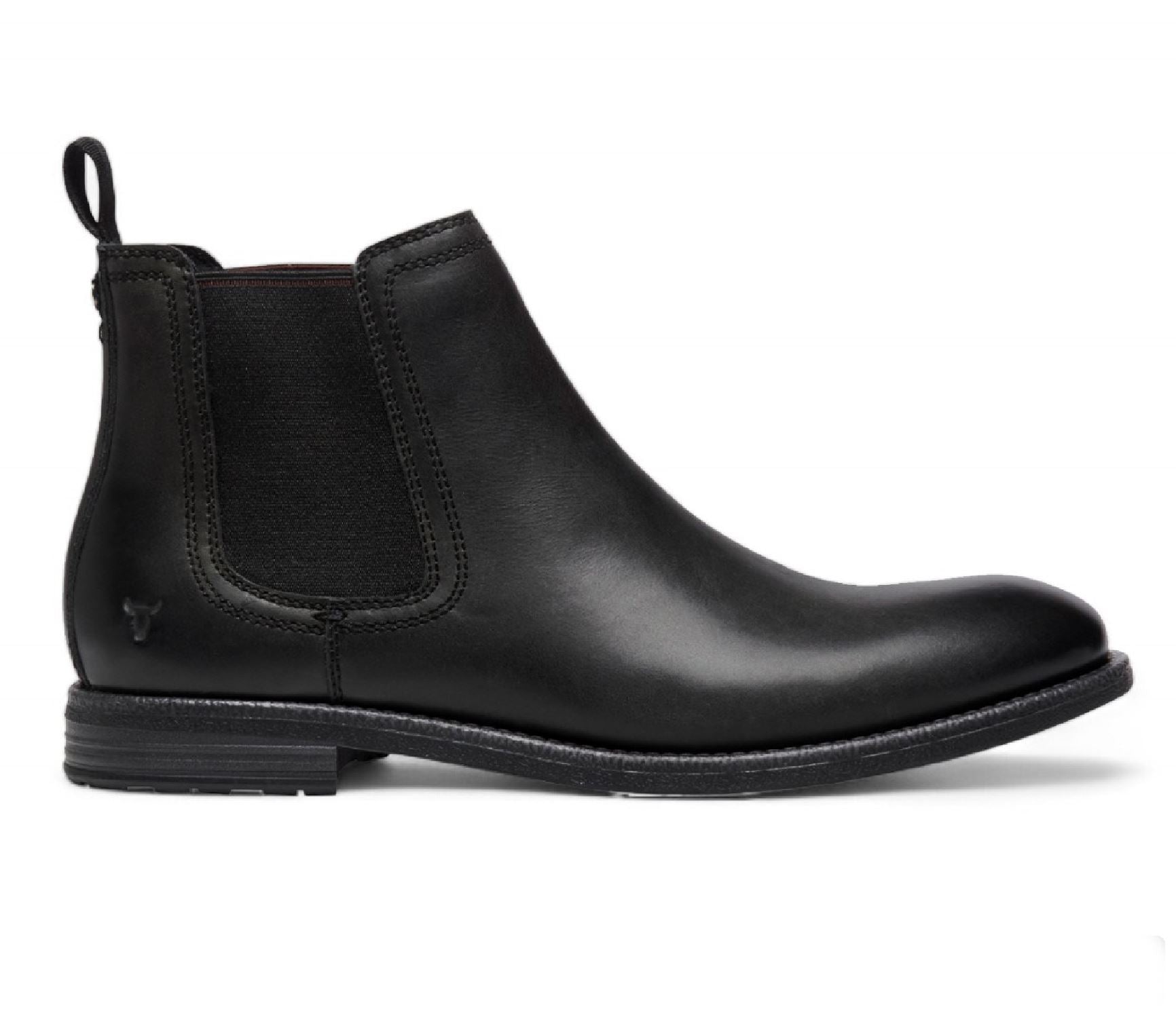 Sergio - Men's Black Slip On Leather Chelsea Boots