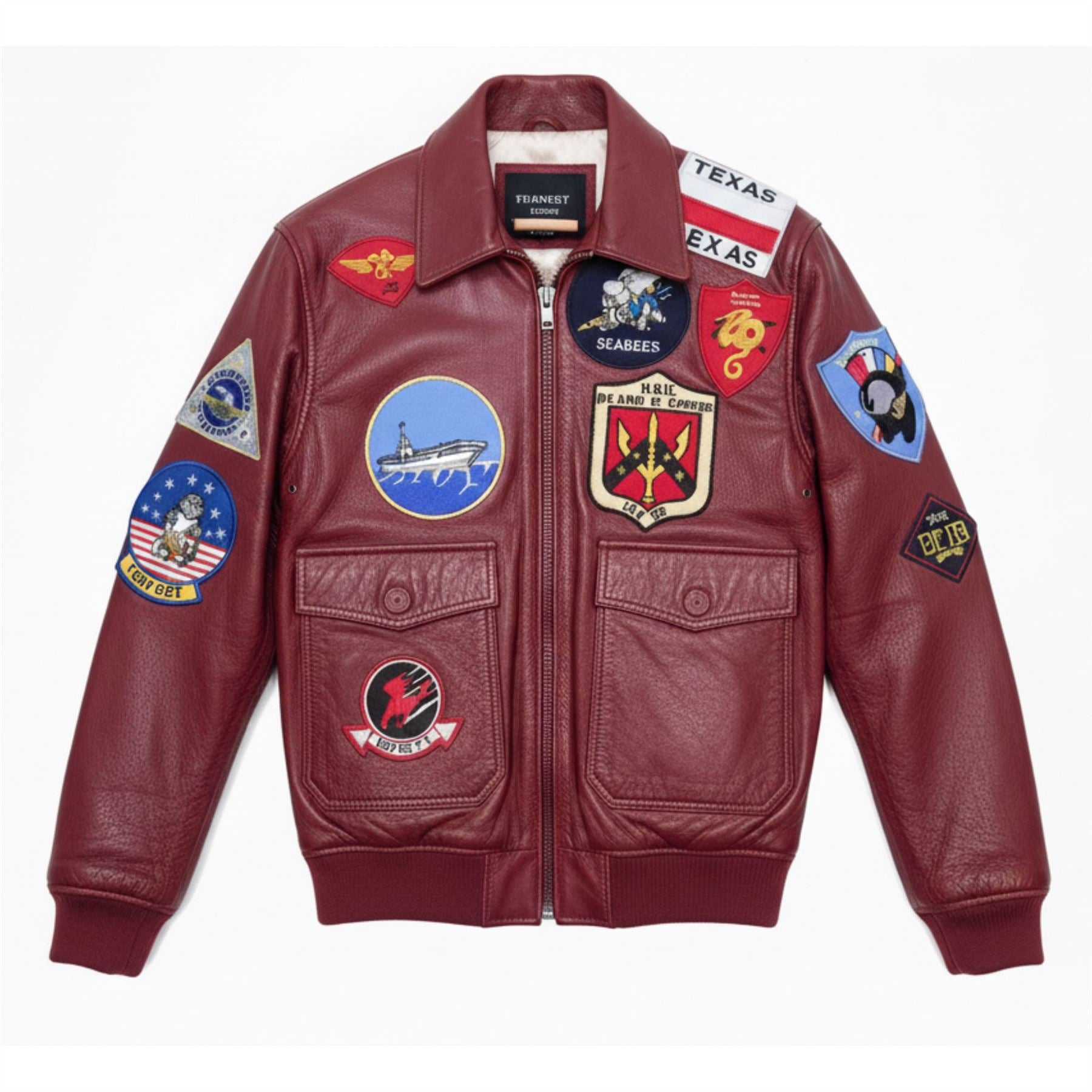 Men's Cowhide Top Gun Maverick Leather Aviator Bomber Jacket