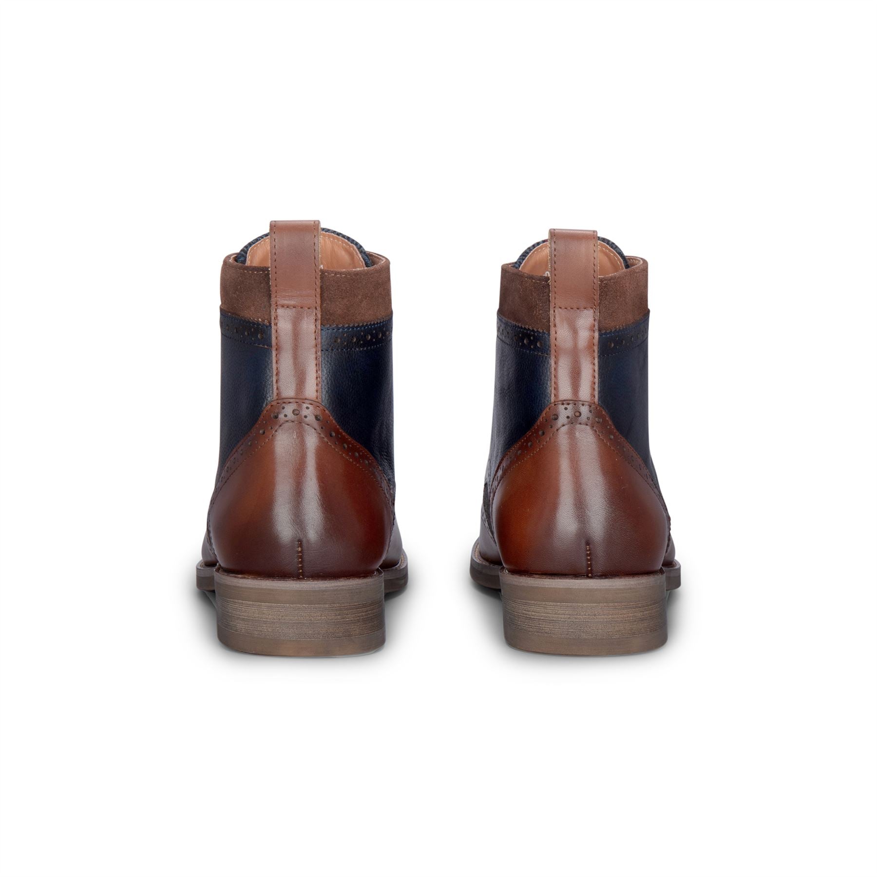 Teddy - Men's Brown Leather Navy Tweed Oxford Shoes