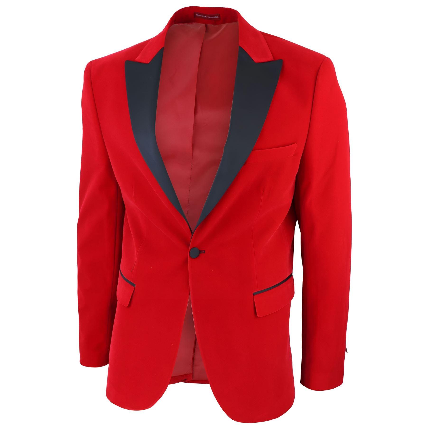 Mens Red Velvet Tuxedo Blazer Satin Peak Lapels Dinner Jacket Wedding Prom Black Tie - Knighthood Store