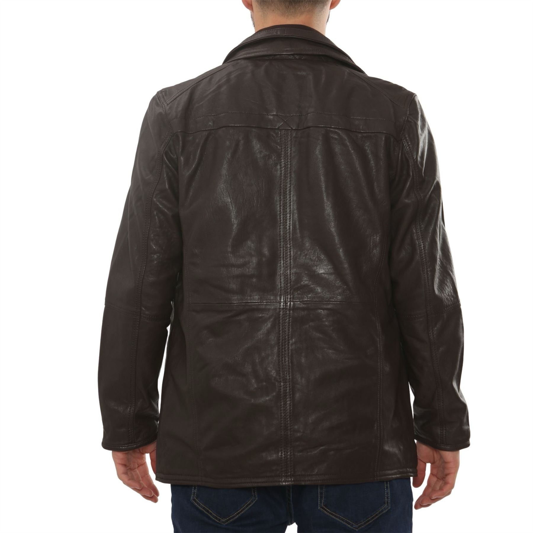 Men's Leather Motorcycle Jacket Classic Biker Coat