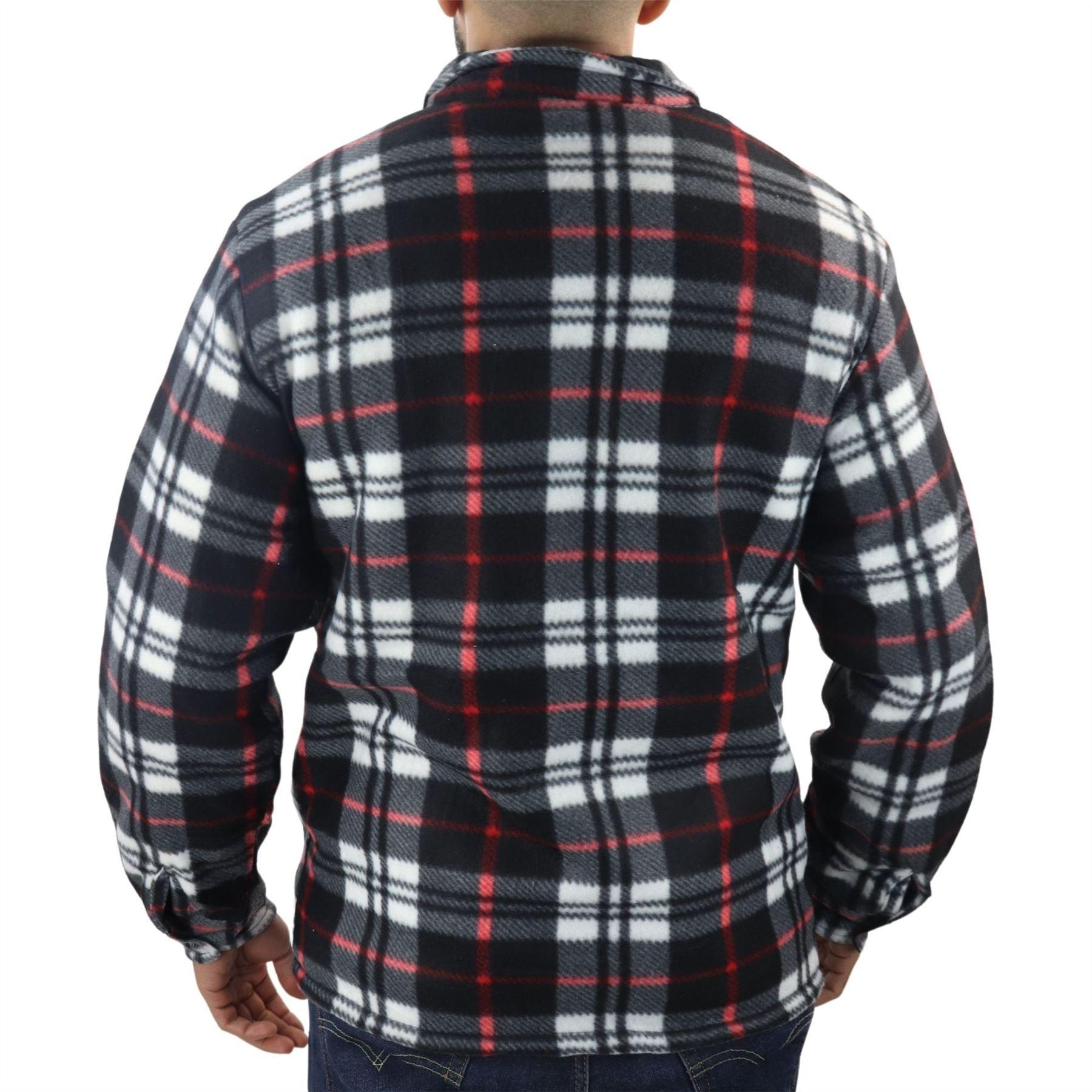 Men's Jumper Thermal Fleece Fur Lined Lumberjack Zipped Check Winter Shirt - Knighthood Store