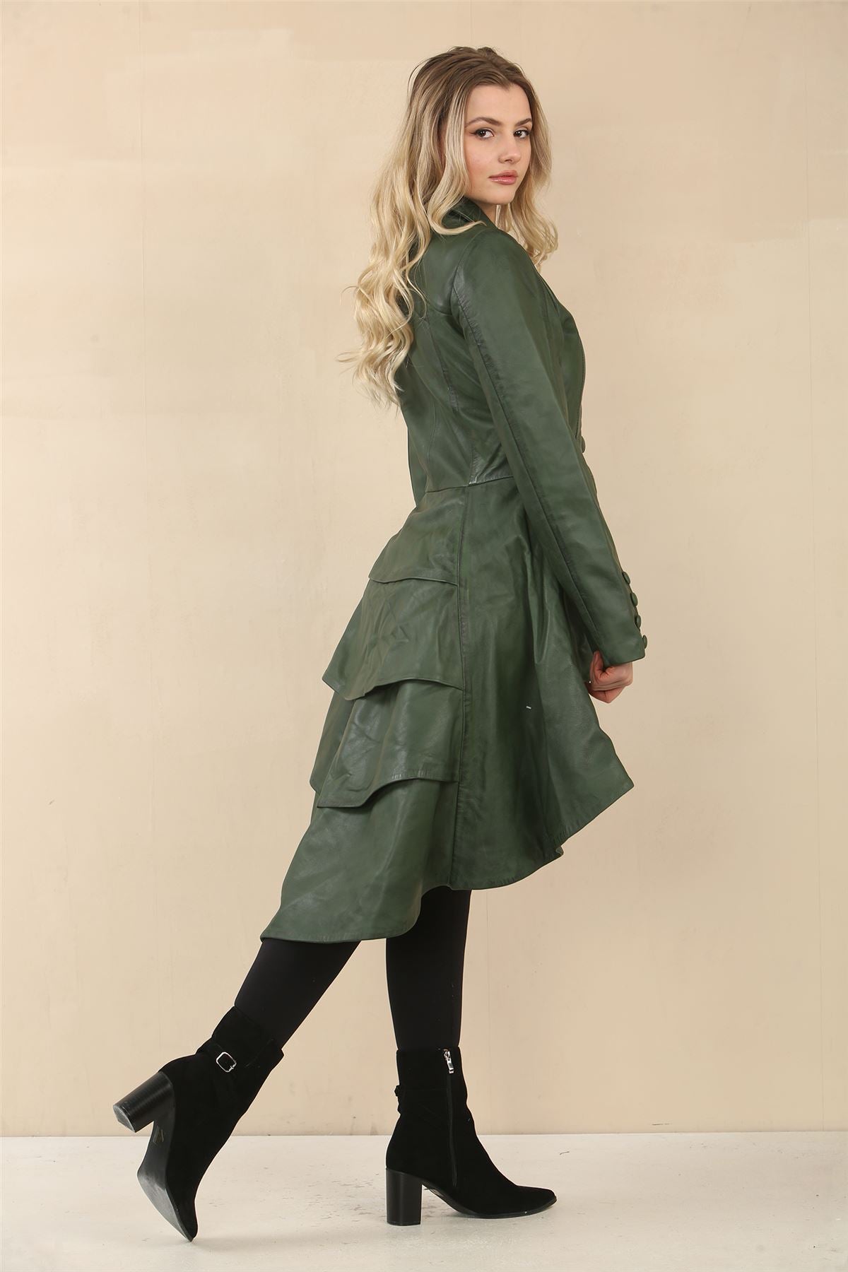 Women's Gothic Full Length Victorian Leather Coat