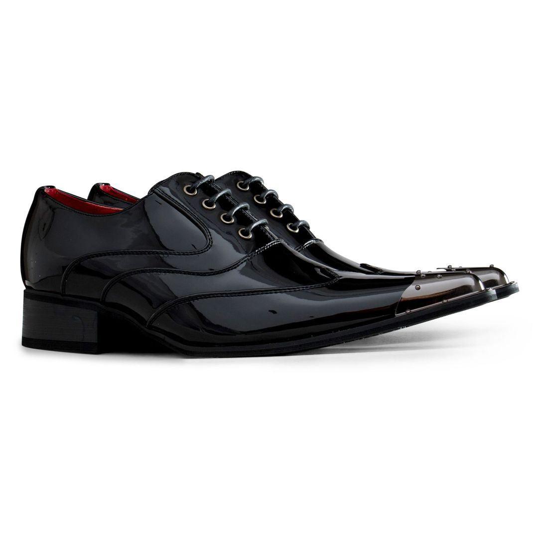 Mens Metal Toe Pointed Shoes Suede Leather Patent Laced Cowboy Italian Dancing - Knighthood Store