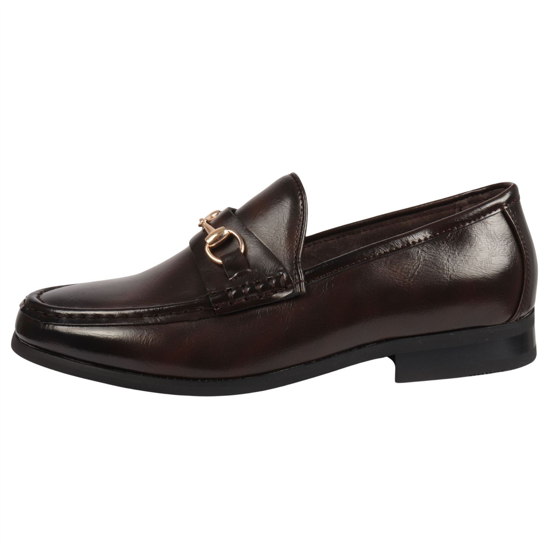 Men's Leather Lined Slip On Gold Buckle Loafers
