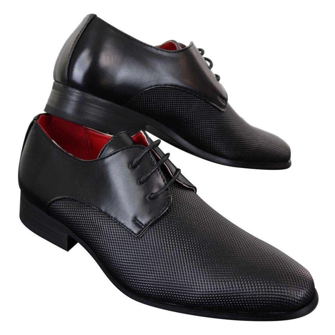 Mens Classic Laced PU Leather Smart Casual Shoes Black Office Wedding Prom Round - Knighthood Store
