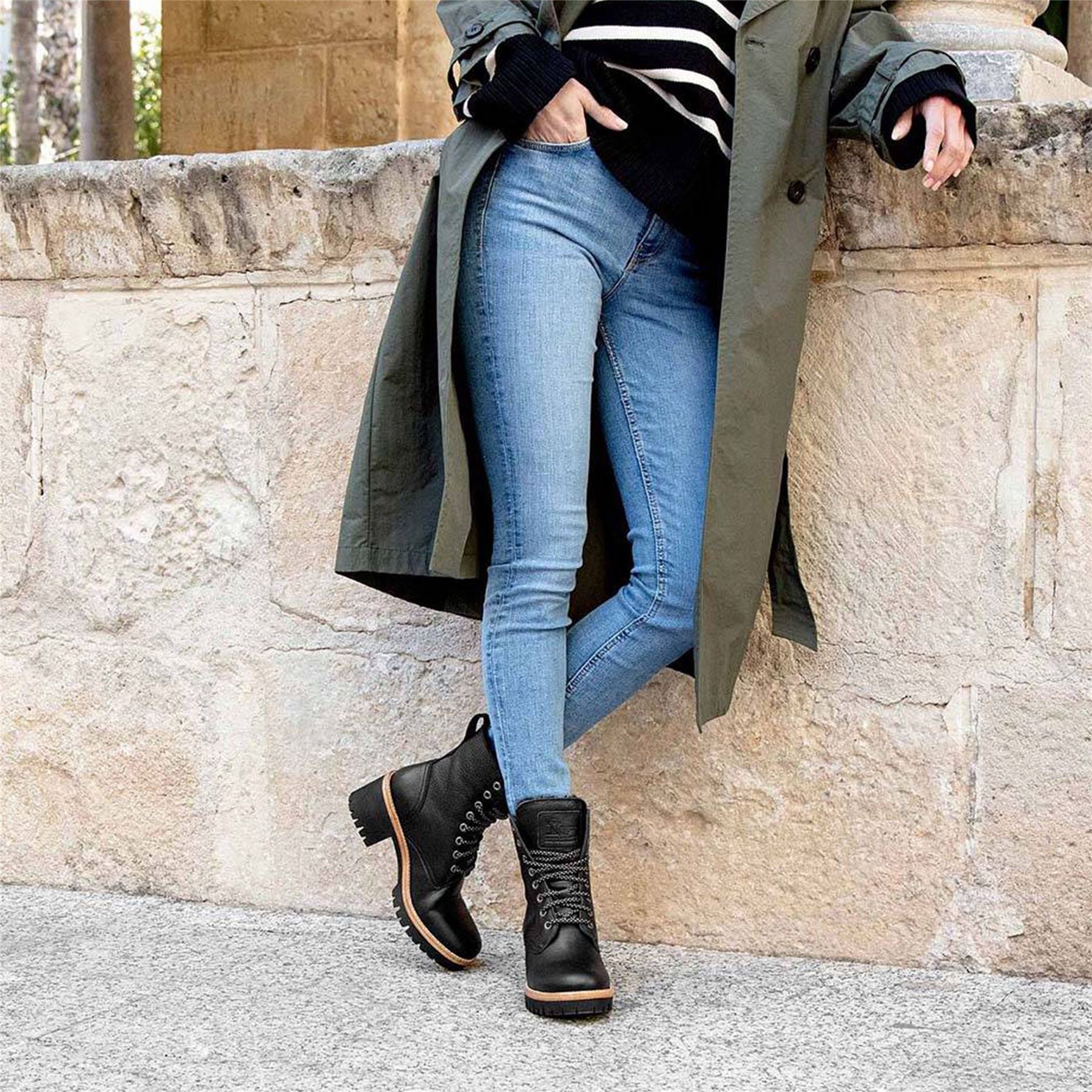 Padma B11 - Women's Black Block Heel Leather Ankle Boots