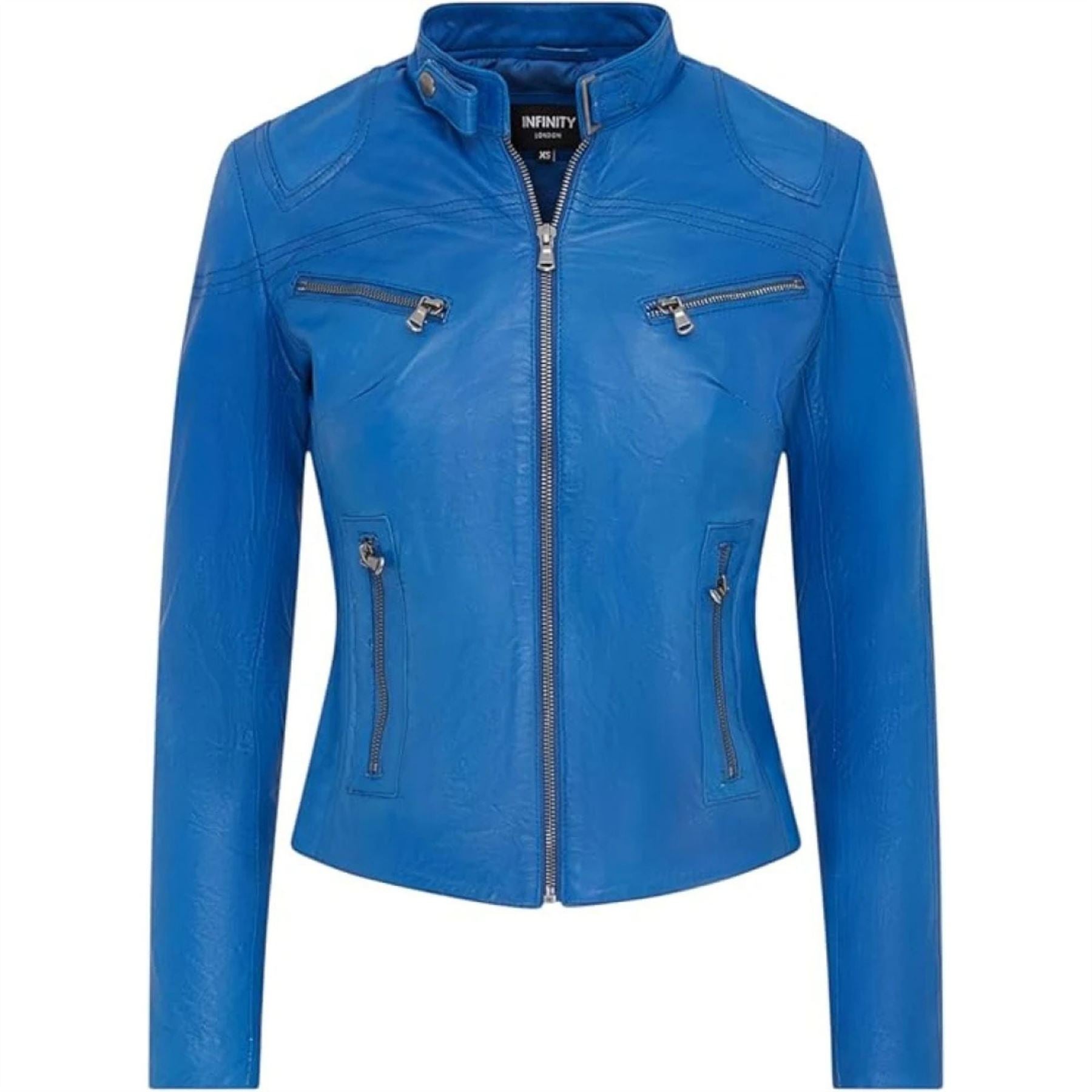 Women's Real Leather Classic Racer Style Biker Jacket