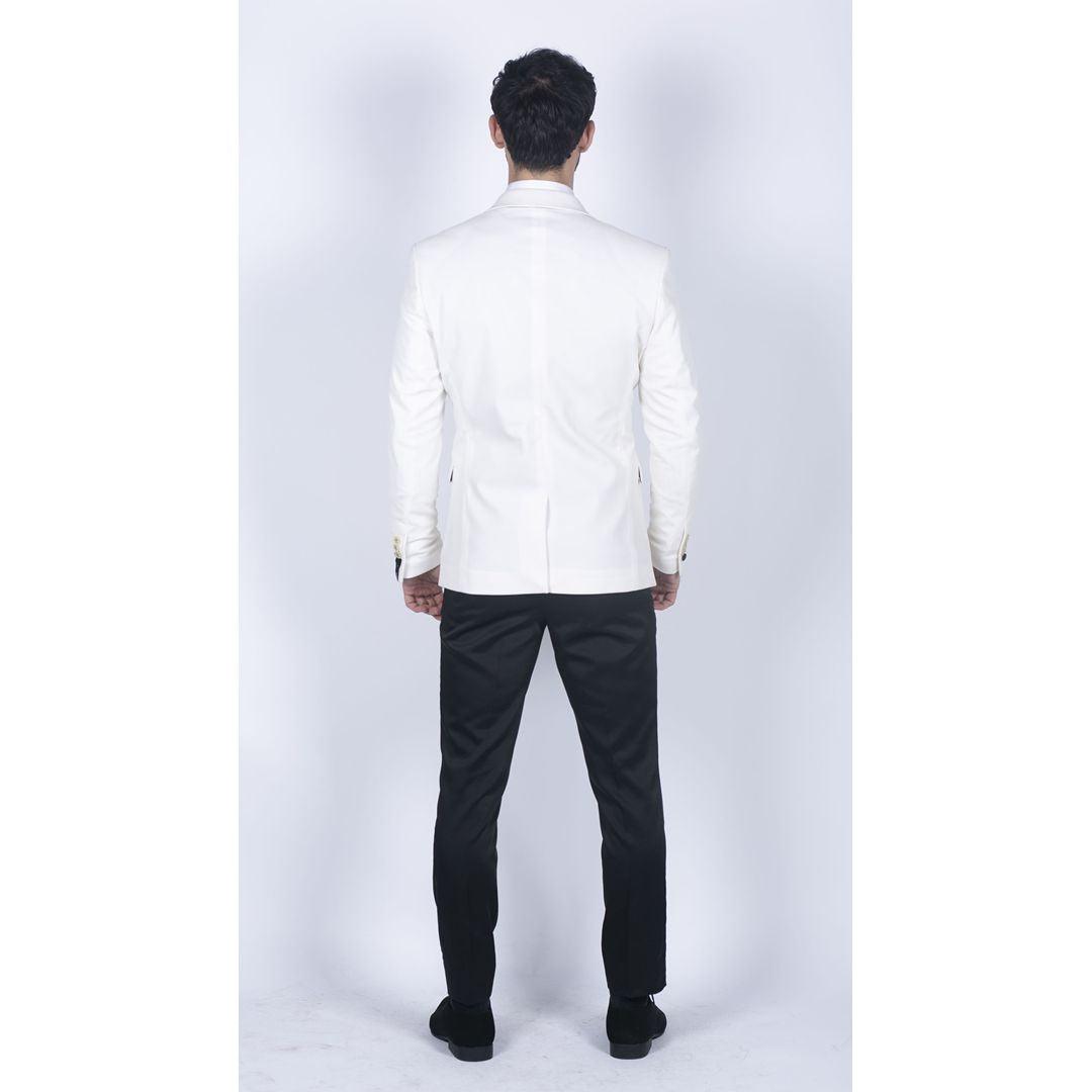 Mens Soft Velvet Ivory Cream 1 Button Dinner Jacket Tuxedo Blazer Smart Casual Fit - Knighthood Store