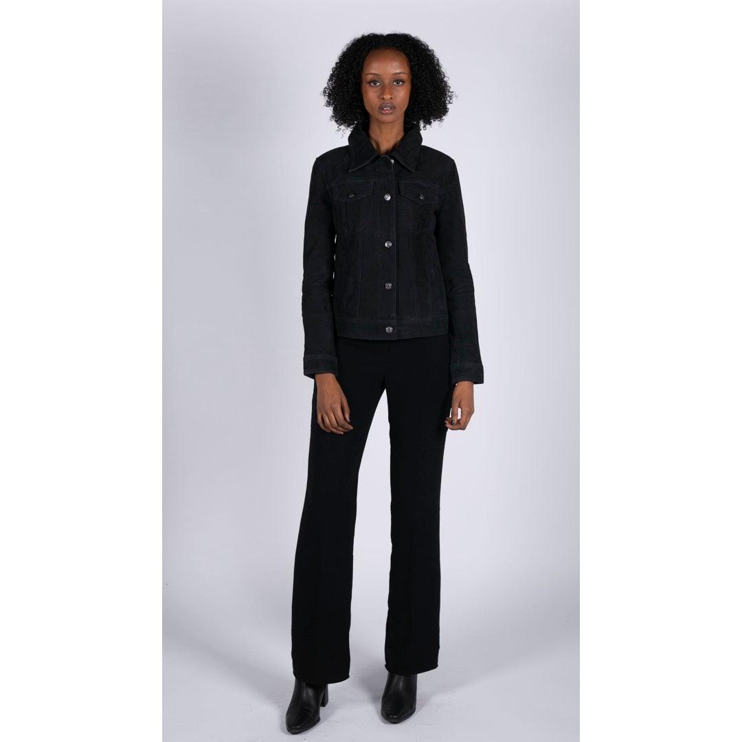 Womens Suede Vintage Retro Jeans Jacket Real Leather Short Biker Grease 1980s Classic - Knighthood Store