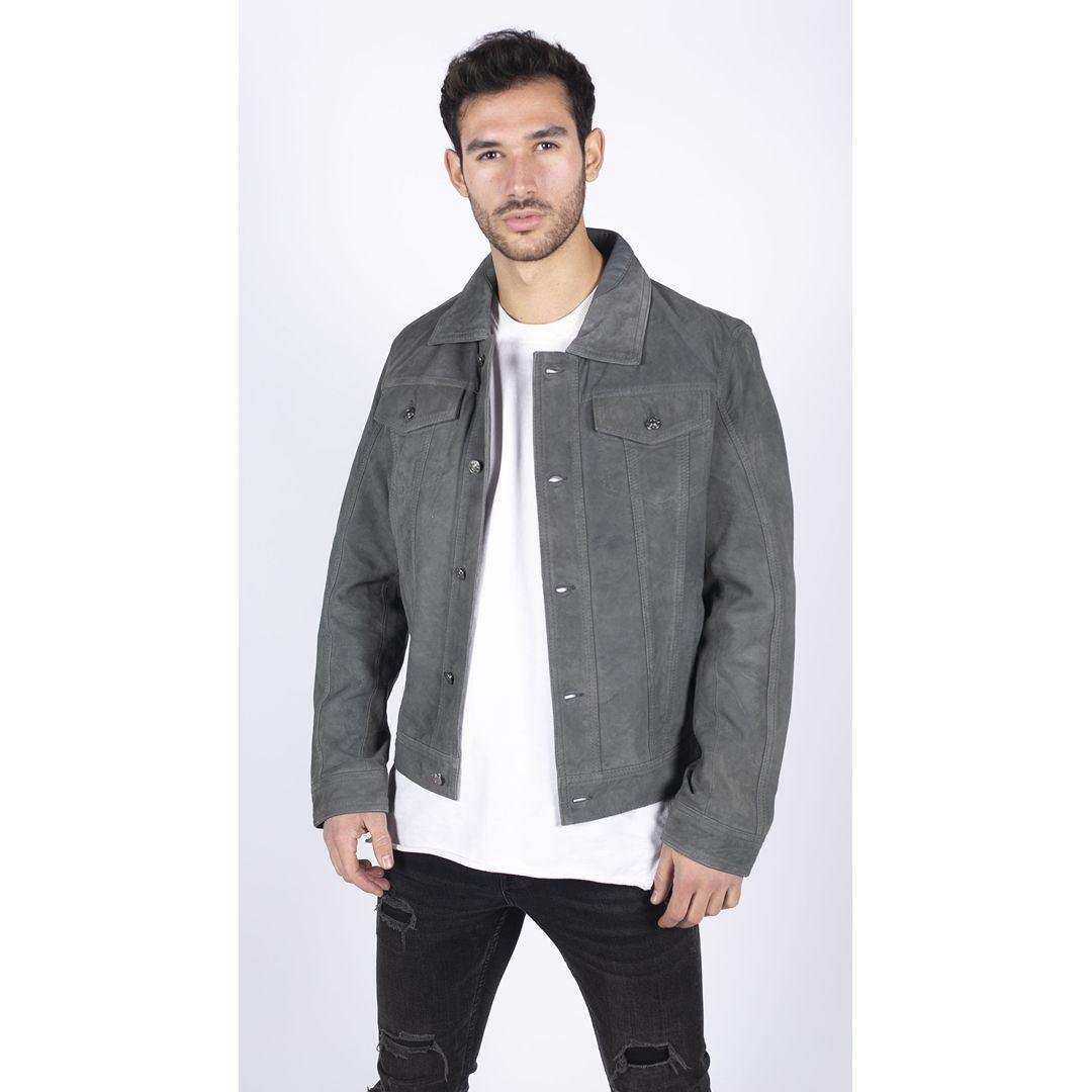 Mens Genuine Suede Jacket Leather Jeans Denim Short Mens Biker Classic VIntage - Knighthood Store
