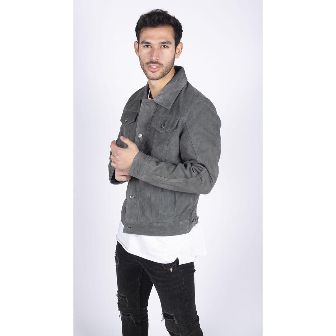 Mens Genuine Suede Jacket Leather Jeans Denim Short Mens Biker Classic VIntage - Knighthood Store
