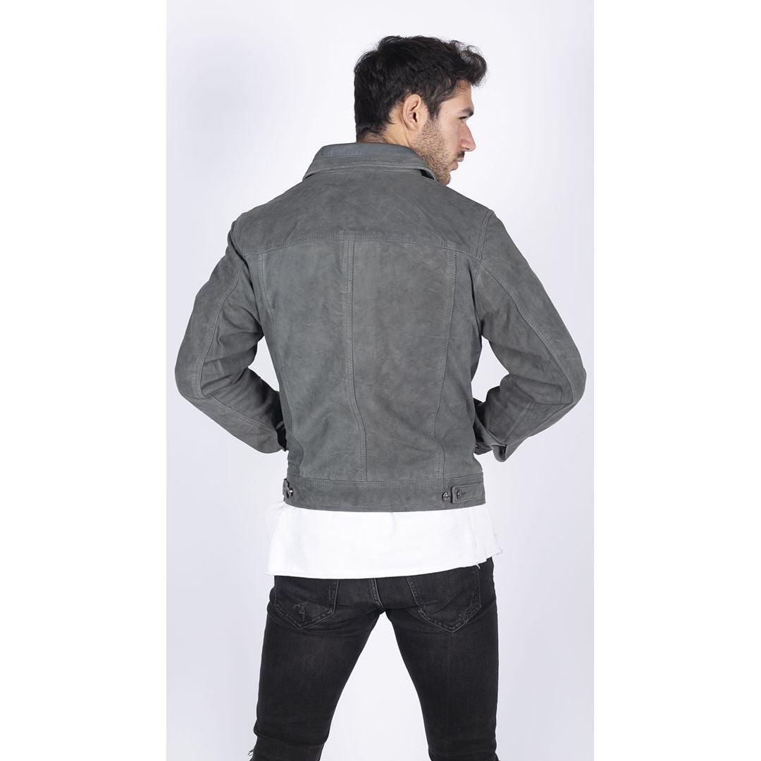 Mens Genuine Suede Jacket Leather Jeans Denim Short Mens Biker Classic VIntage - Knighthood Store