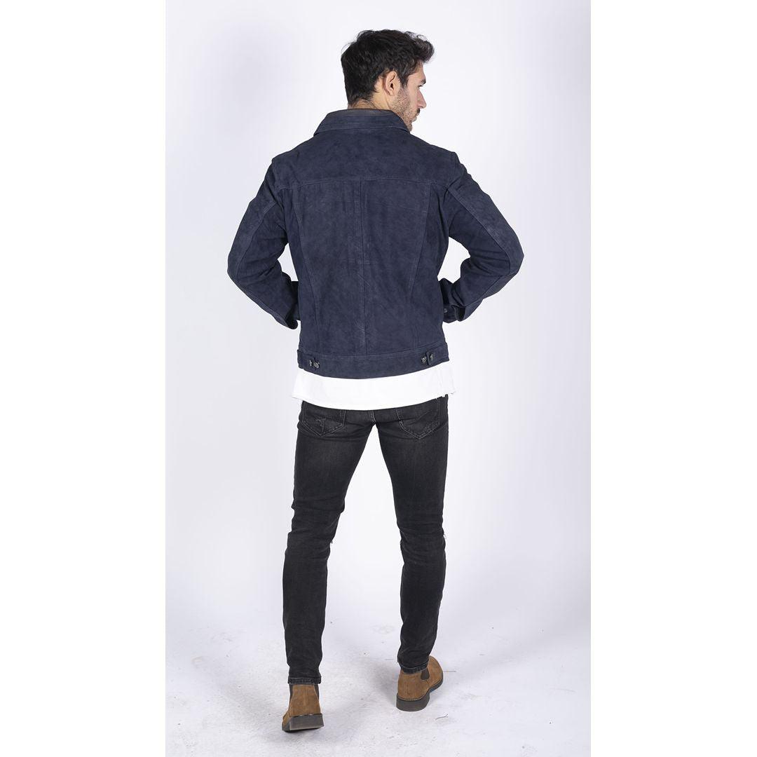 Mens Genuine Suede Jacket Leather Jeans Denim Short Mens Biker Classic VIntage - Knighthood Store