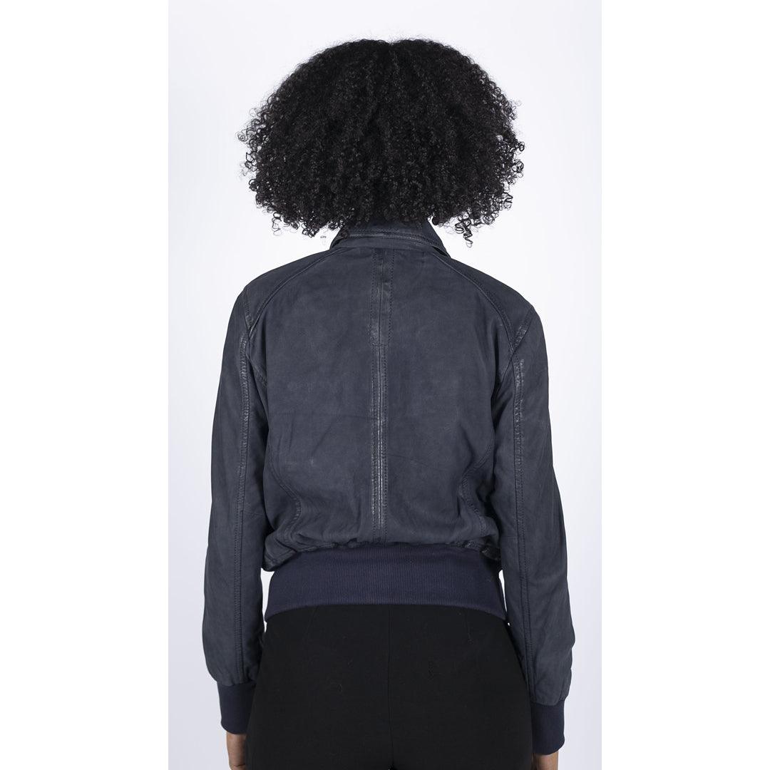 Womens Real Leather Bomber Jacket Short Zipped Retro Brown Tan Black Blue Grey - Knighthood Store
