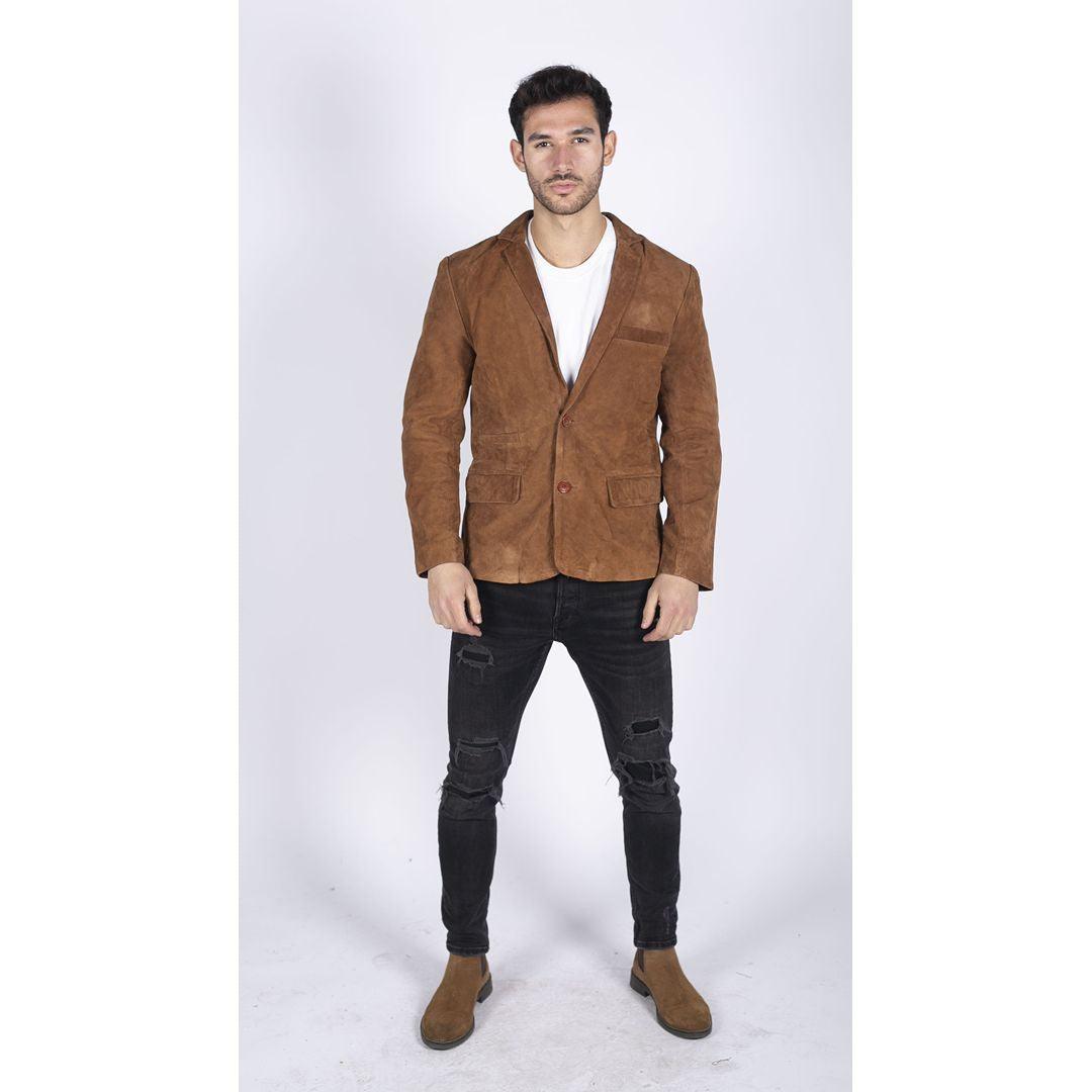 Mens Genuine Suede Blazer Style Jacket Leather Mens Classic VIntage Smart Casual - Knighthood Store