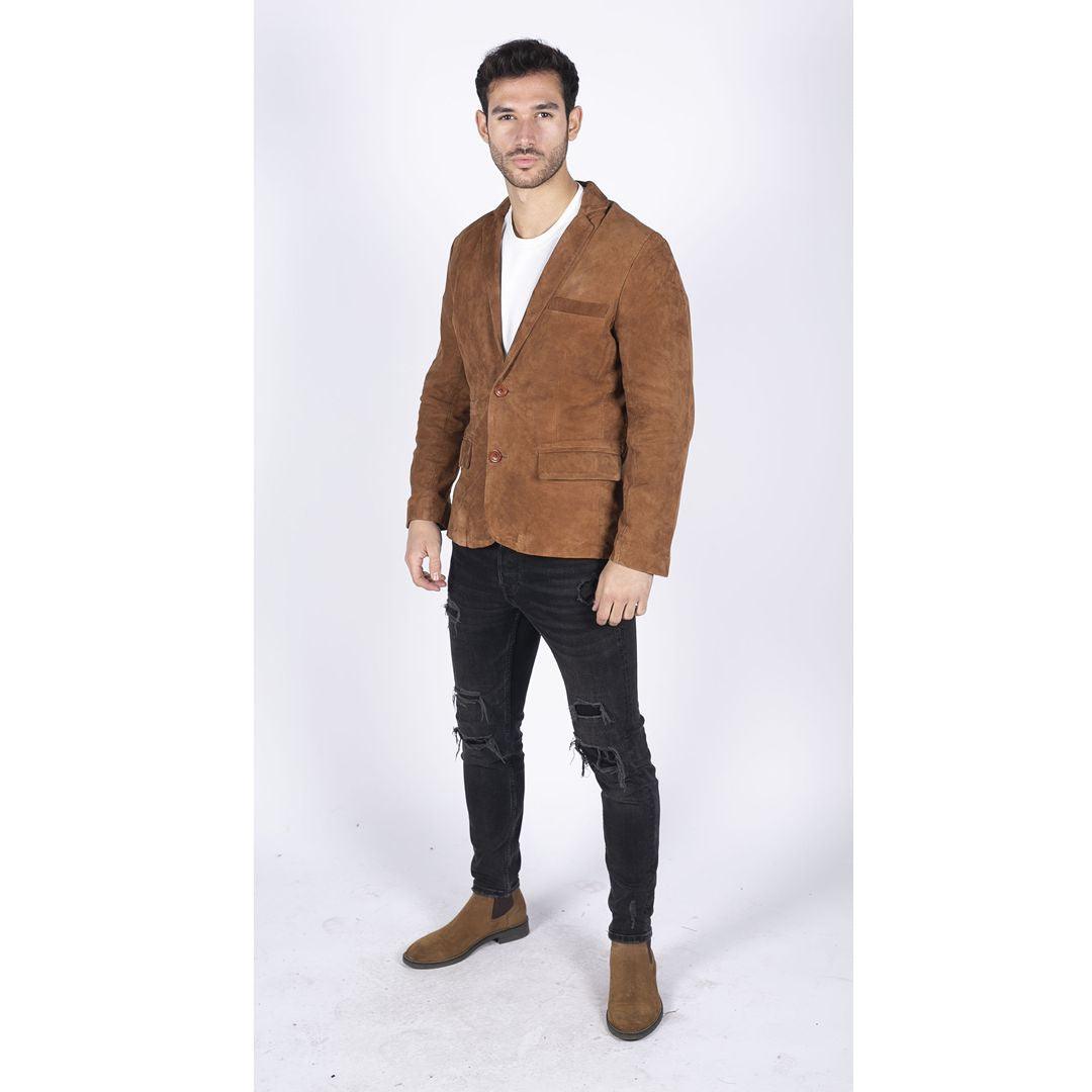 Mens Genuine Suede Blazer Style Jacket Leather Mens Classic VIntage Smart Casual - Knighthood Store