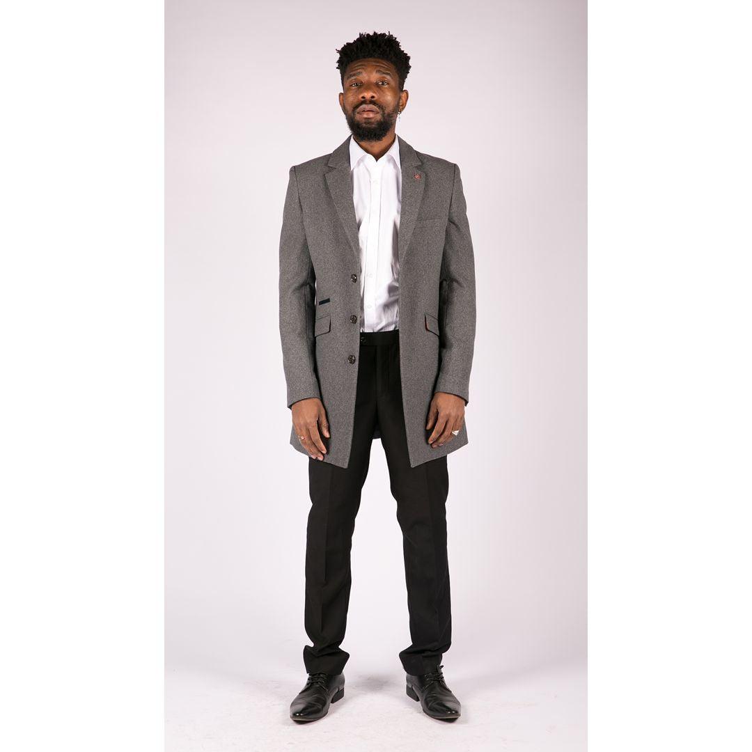 Mens Smart Casual 3/4 Wool Overcoat Jacket Herringbone Tweed 3 Button Coat - Knighthood Store