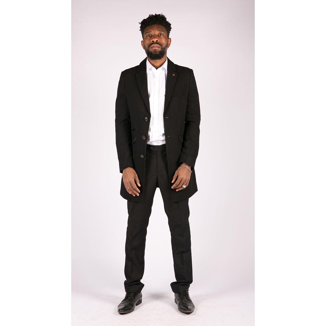 Mens Smart Casual 3/4 Wool Overcoat Jacket Herringbone Tweed 3 Button Coat - Knighthood Store