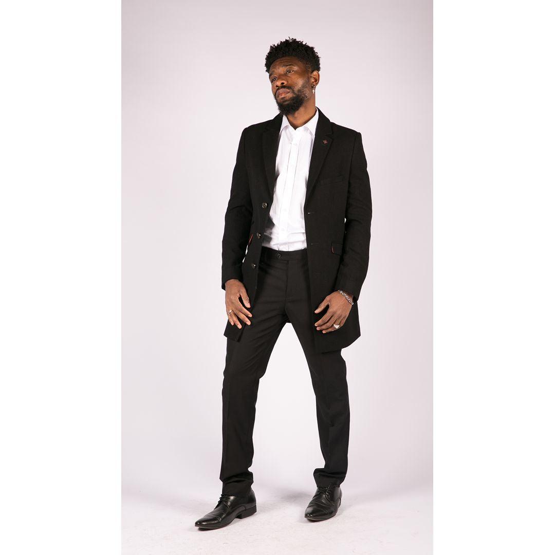 Mens Smart Casual 3/4 Wool Overcoat Jacket Herringbone Tweed 3 Button Coat - Knighthood Store