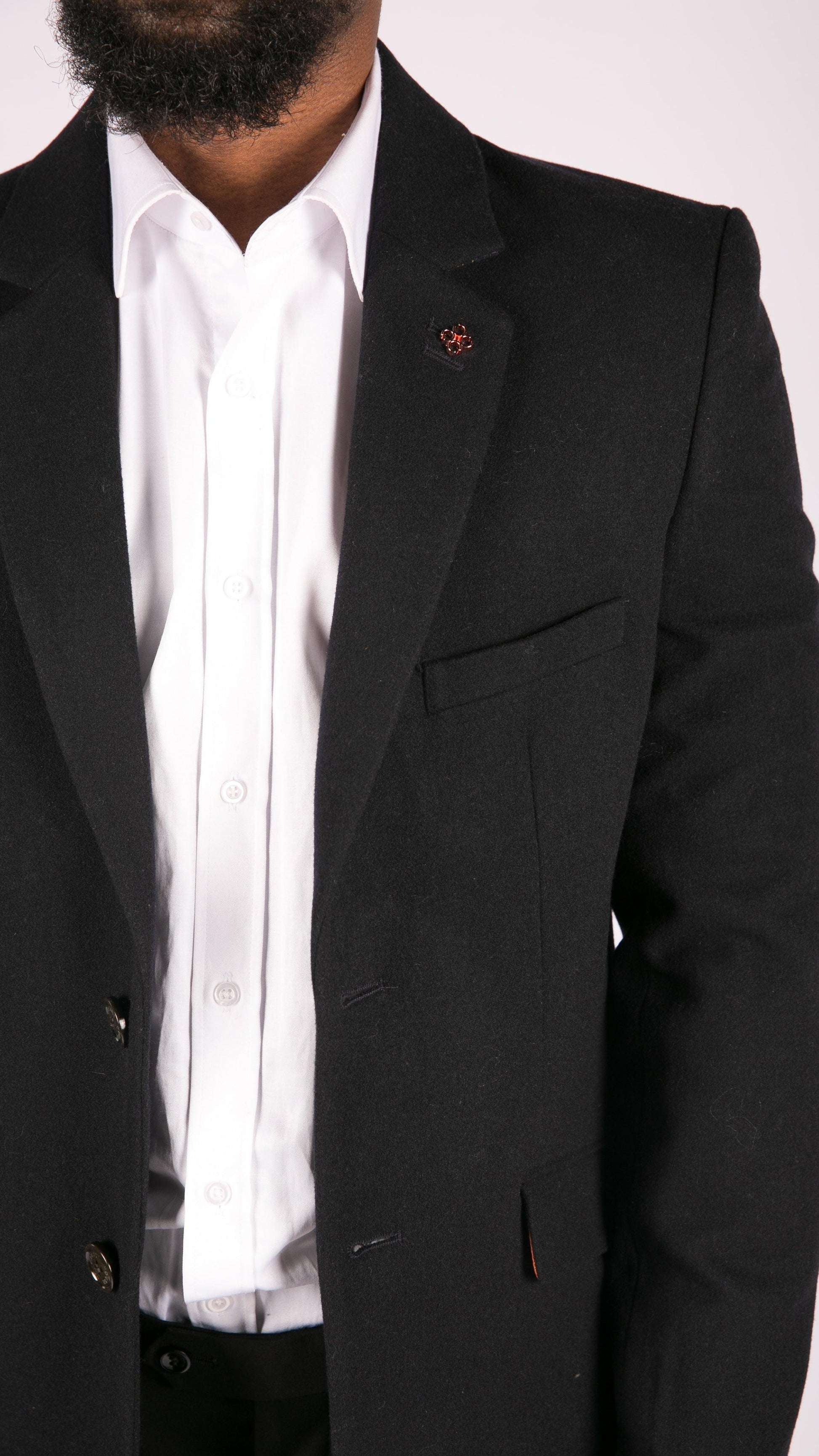 Mens Smart Casual 3/4 Wool Overcoat Jacket Herringbone Tweed 3 Button Coat - Knighthood Store