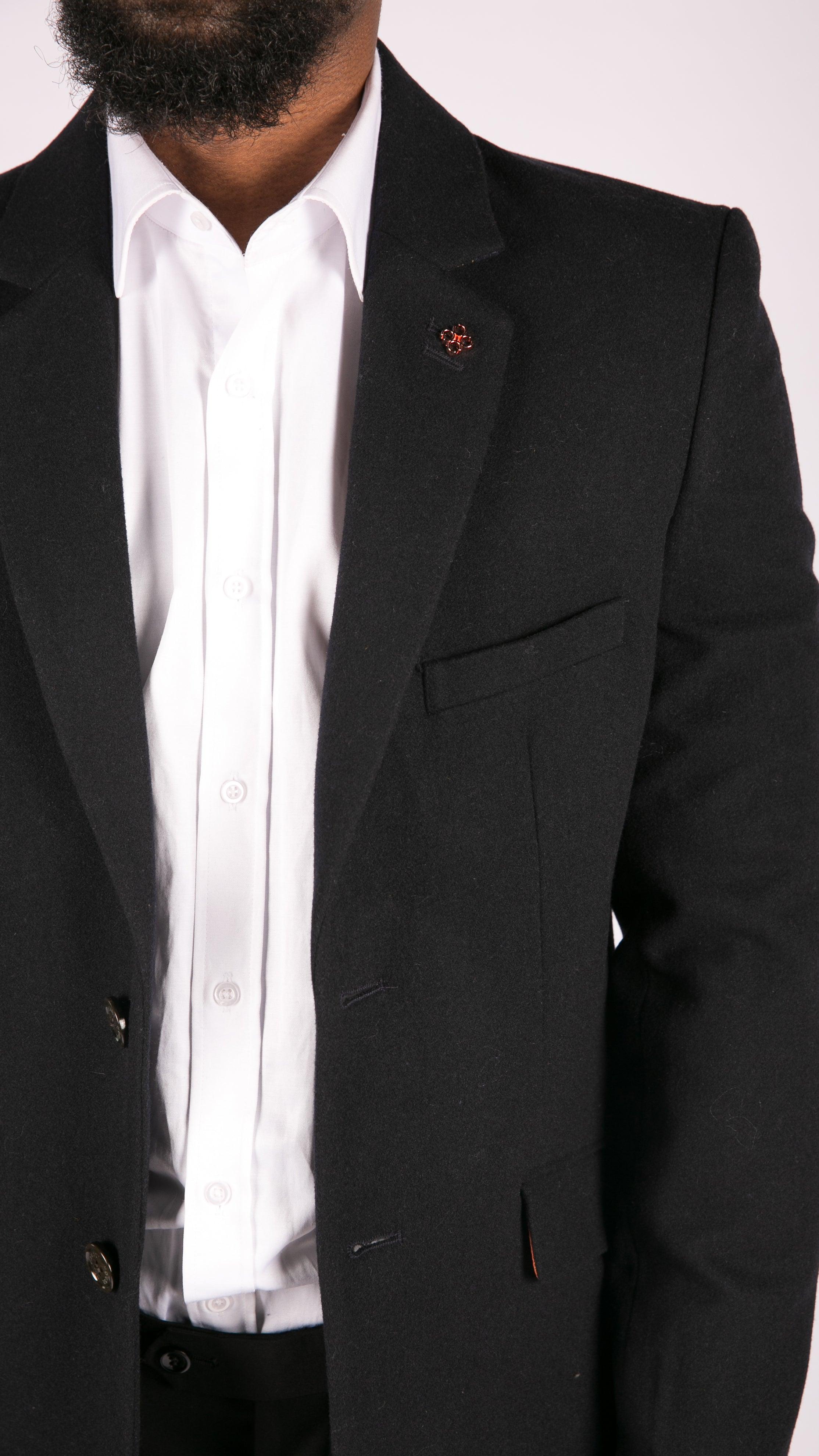 Mens Smart Casual 3/4 Wool Overcoat Jacket Herringbone Tweed 3 Button Coat - Knighthood Store