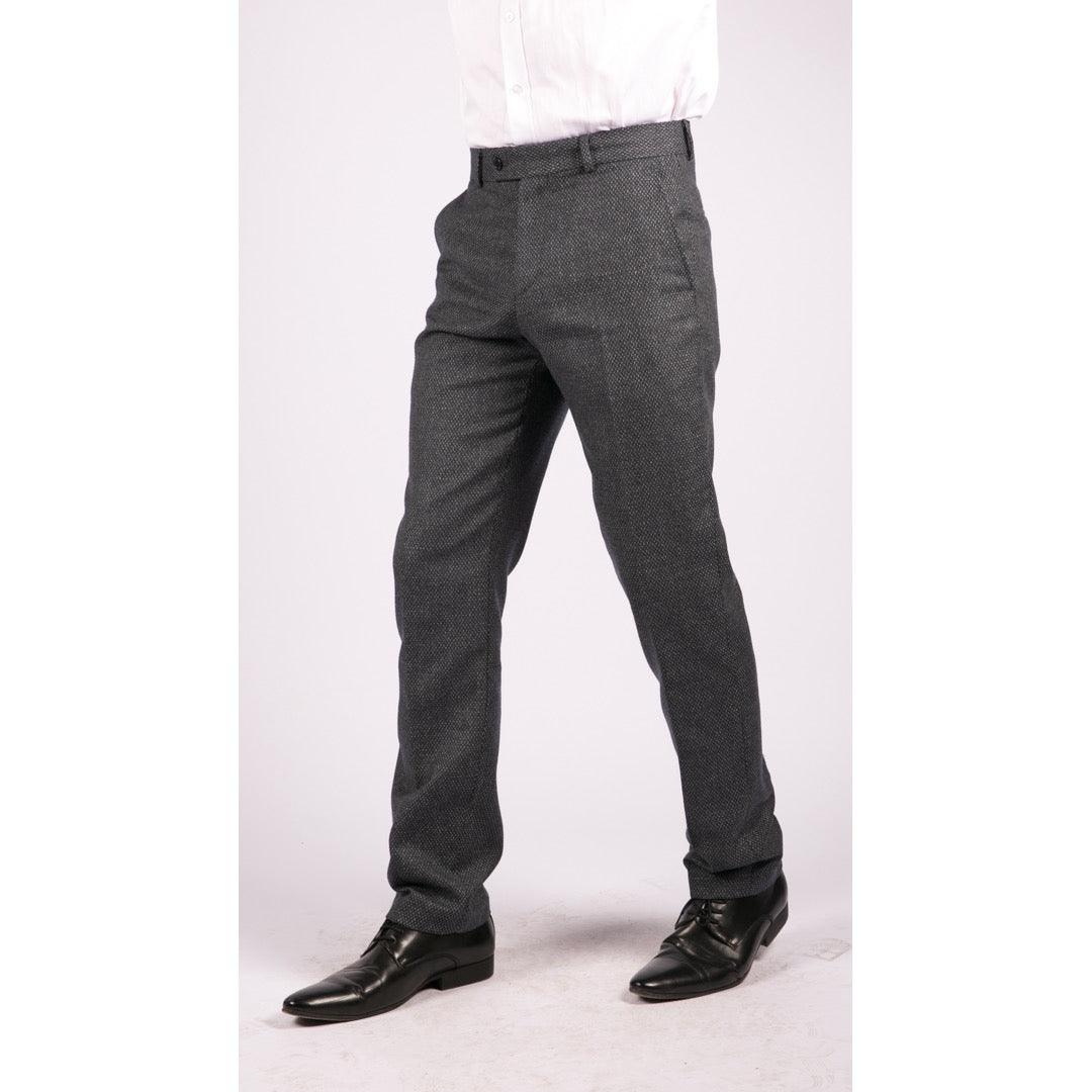 Mens Vintage Trousers Pinstripe Tweed Regular Smart Casual Classic 1920s - Knighthood Store