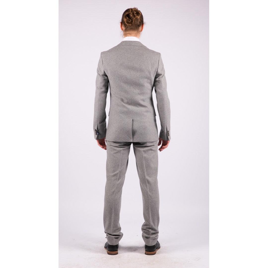Men Wool 3 Piece Suit Double Breasted Grey Short Reg Long - Knighthood Store