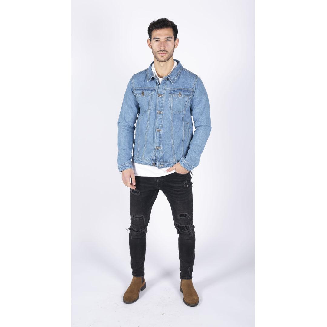 Mens Classic Denim Jacket Jeans Black Stonewash Blue Short Vintage 80s Retro Classic - Knighthood Store