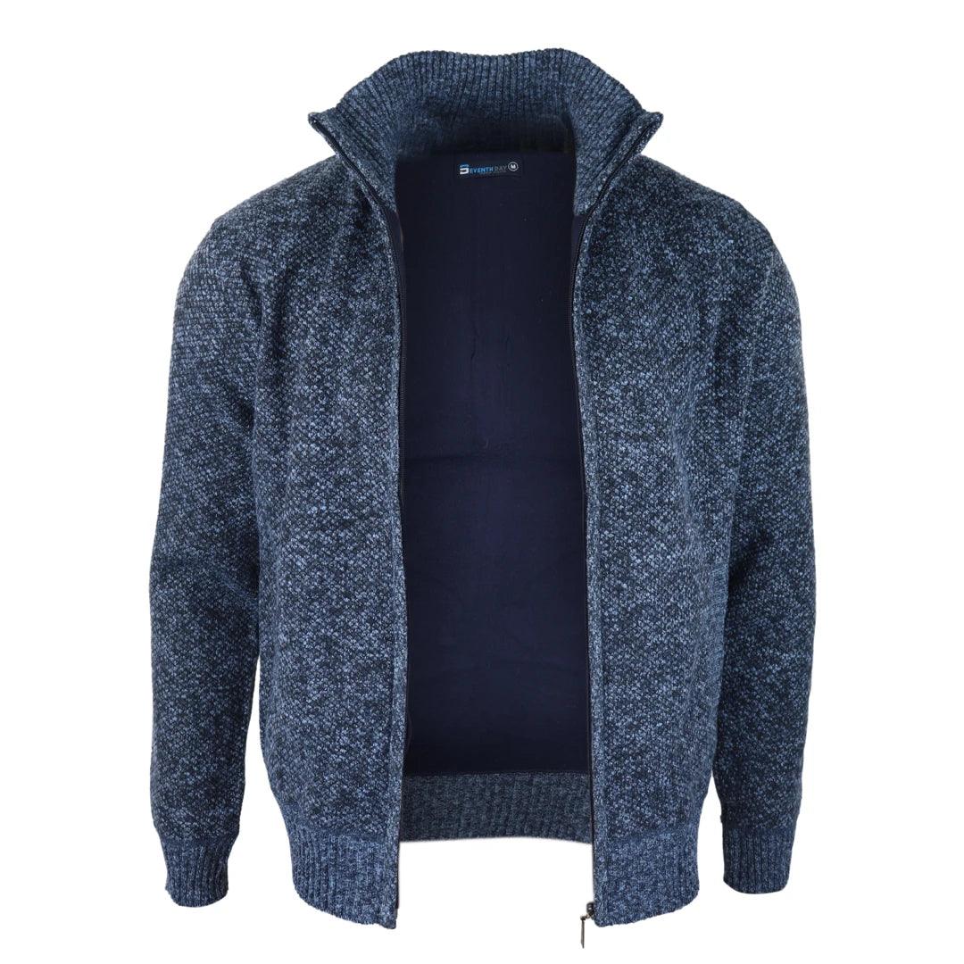 Mens Jumper Jacket Fleece Fur Lined Cardigan Knitted Warm Winter Casual Zipped - Knighthood Store