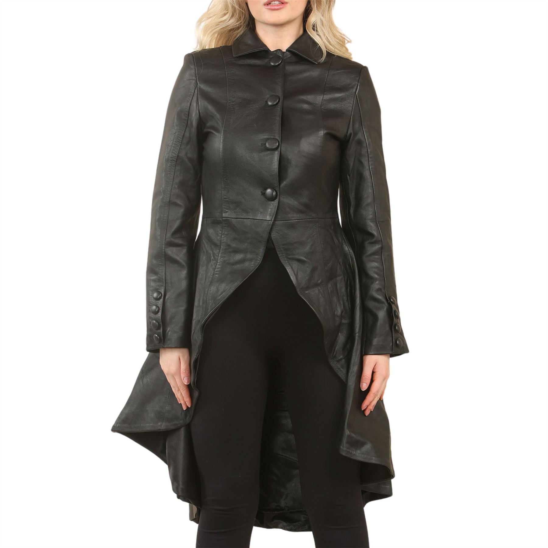 Women's Gothic Full Length Victorian Leather Coat