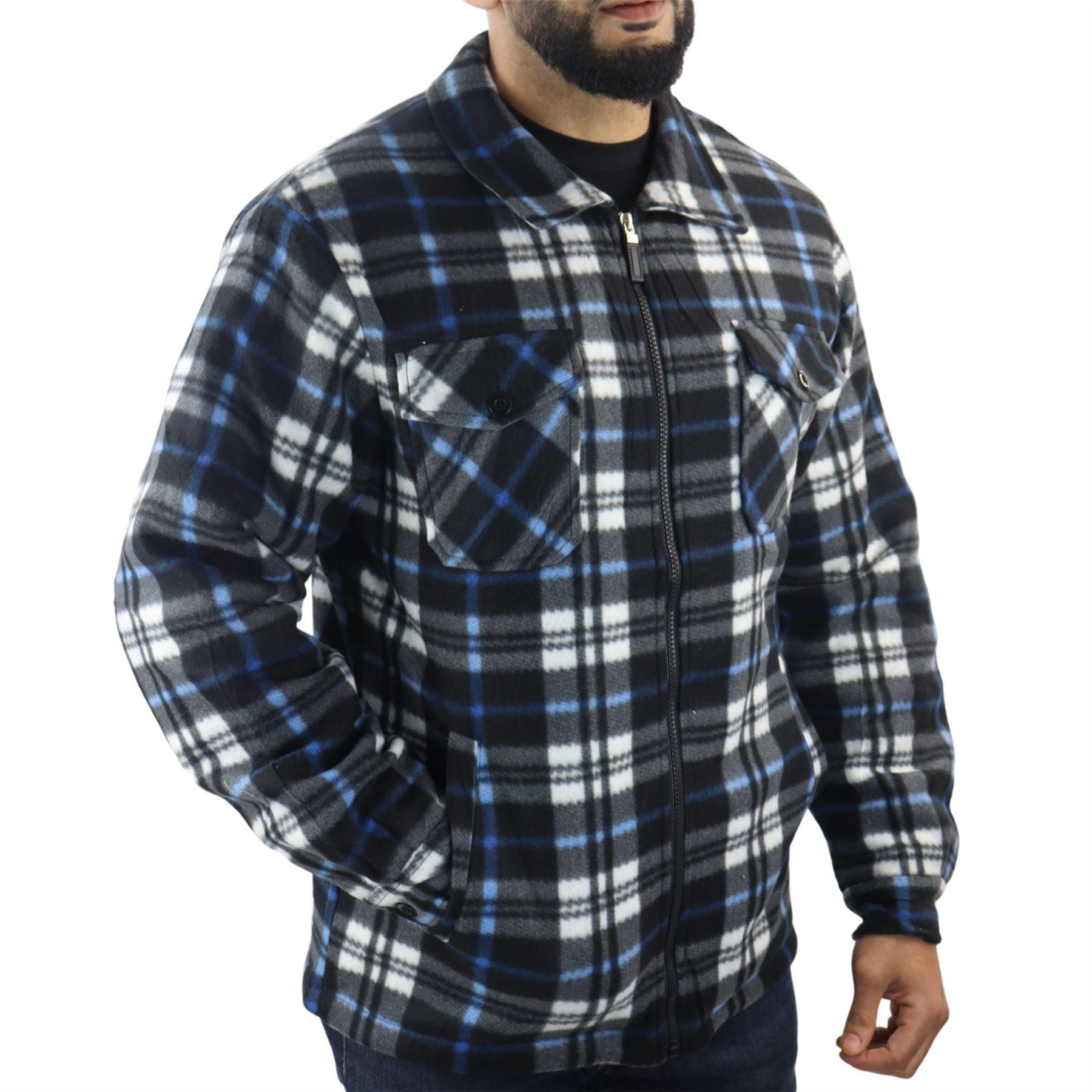Men's Jumper Thermal Fleece Fur Lined Lumberjack Zipped Check Winter Shirt - Knighthood Store
