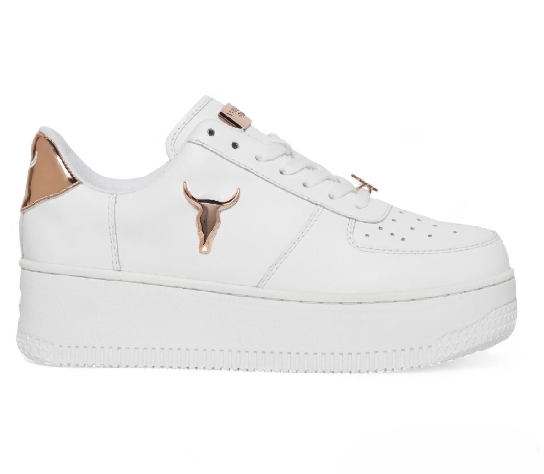 Rich - Women's White Low Top Leather Sneakers