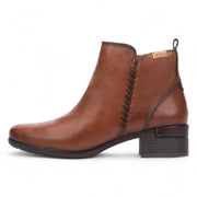 Malaga - Women’s Brown Mid Heel Zip Leather Ankle Boots