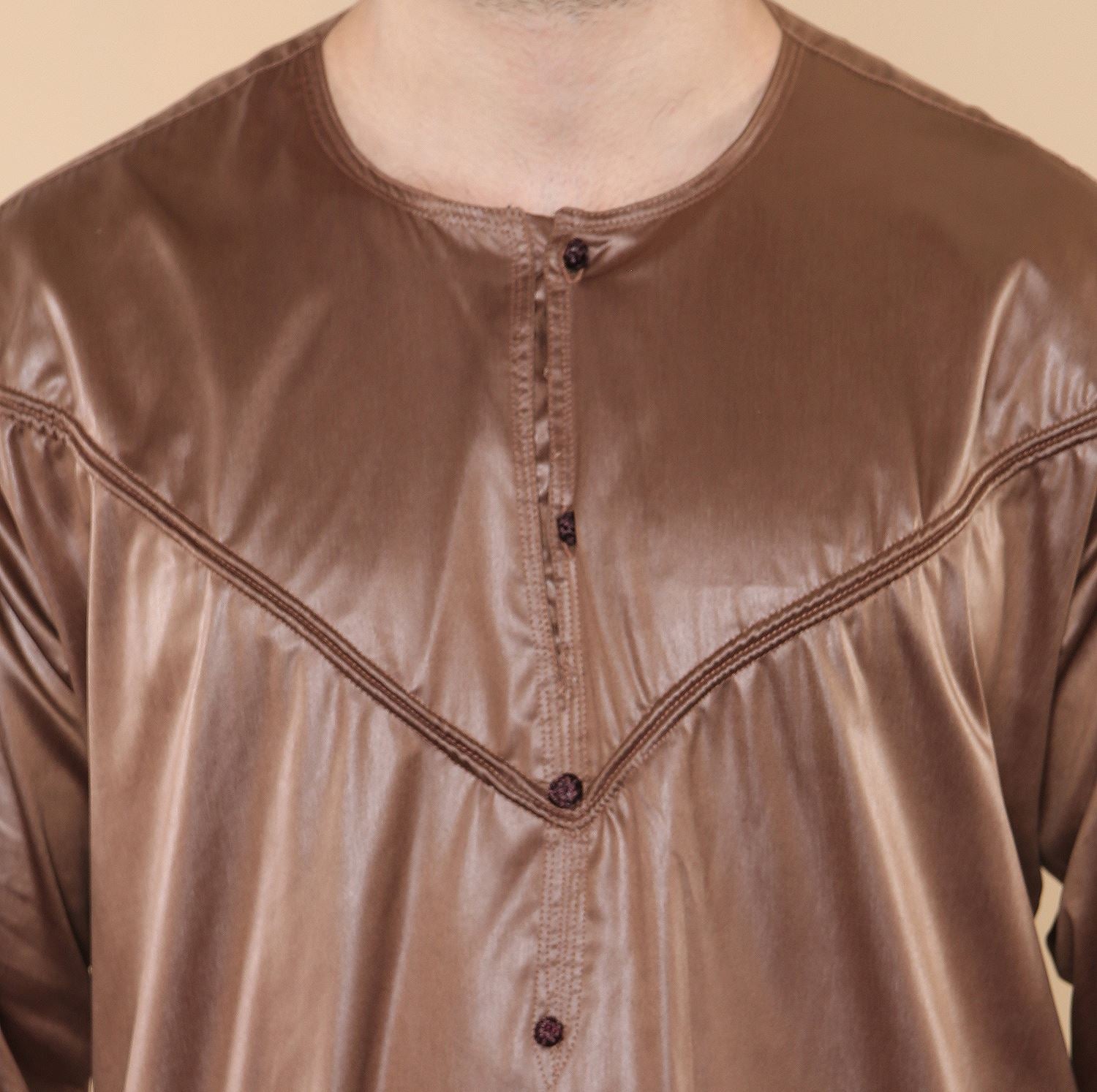 Mens Thobe Jubba Islamic Clothing Muslim Kaftan Emirati Omani Robe Satin Shiny