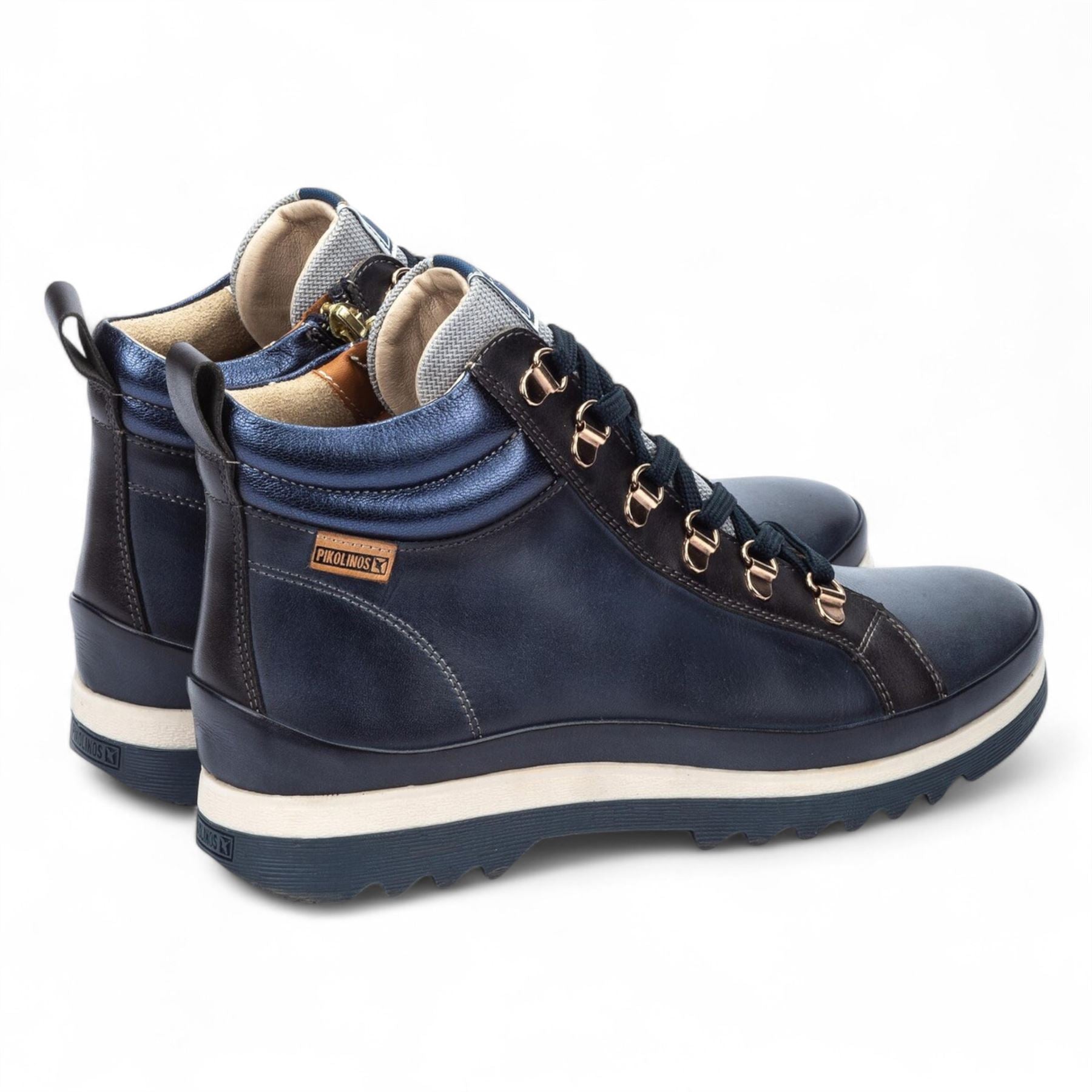 Vigo - Women’s Blue Leather Ankle Trainers Boots