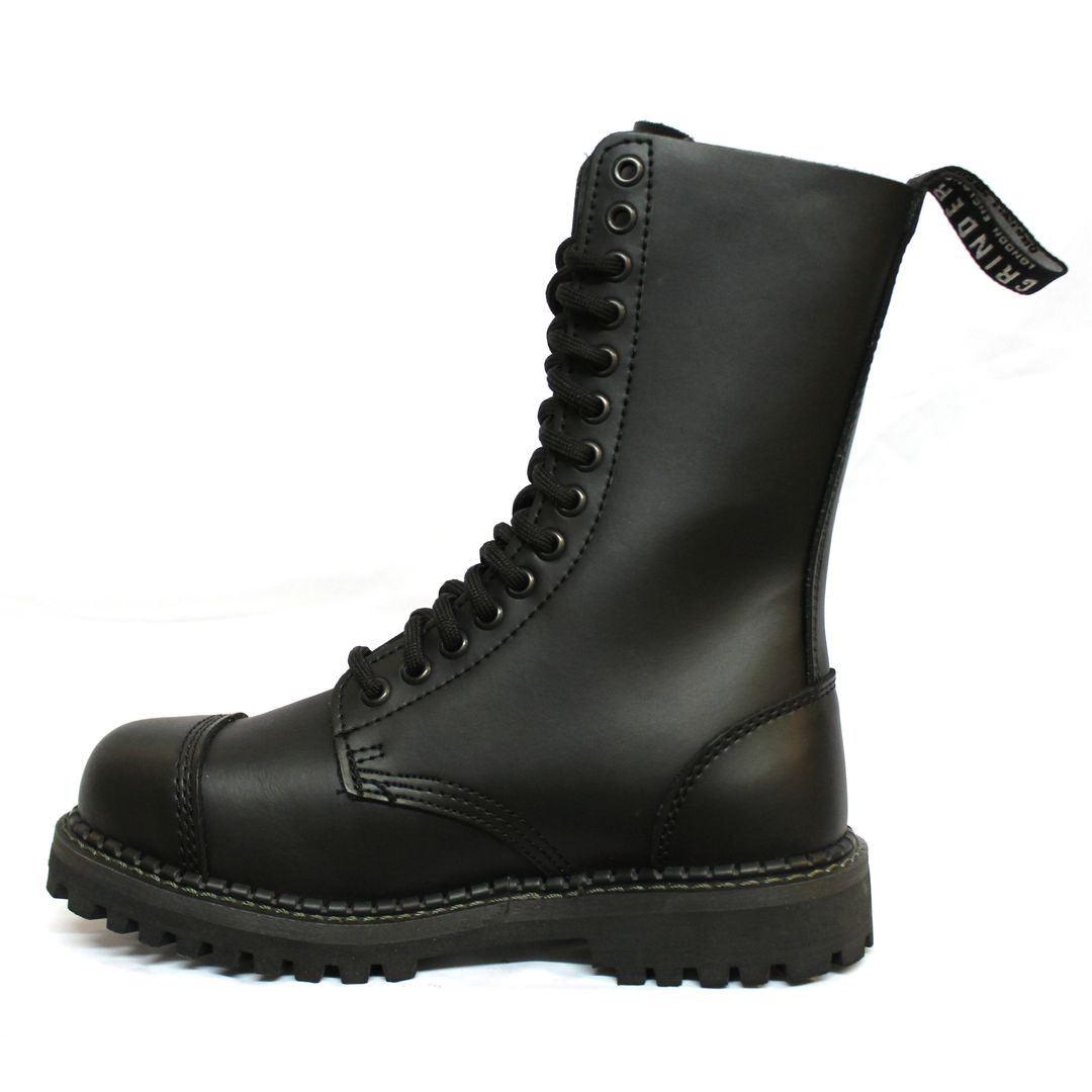 Unisex Real Leather Military Boots Black Ginders Herald Punk Rock Safety Steel Toe - Knighthood Store