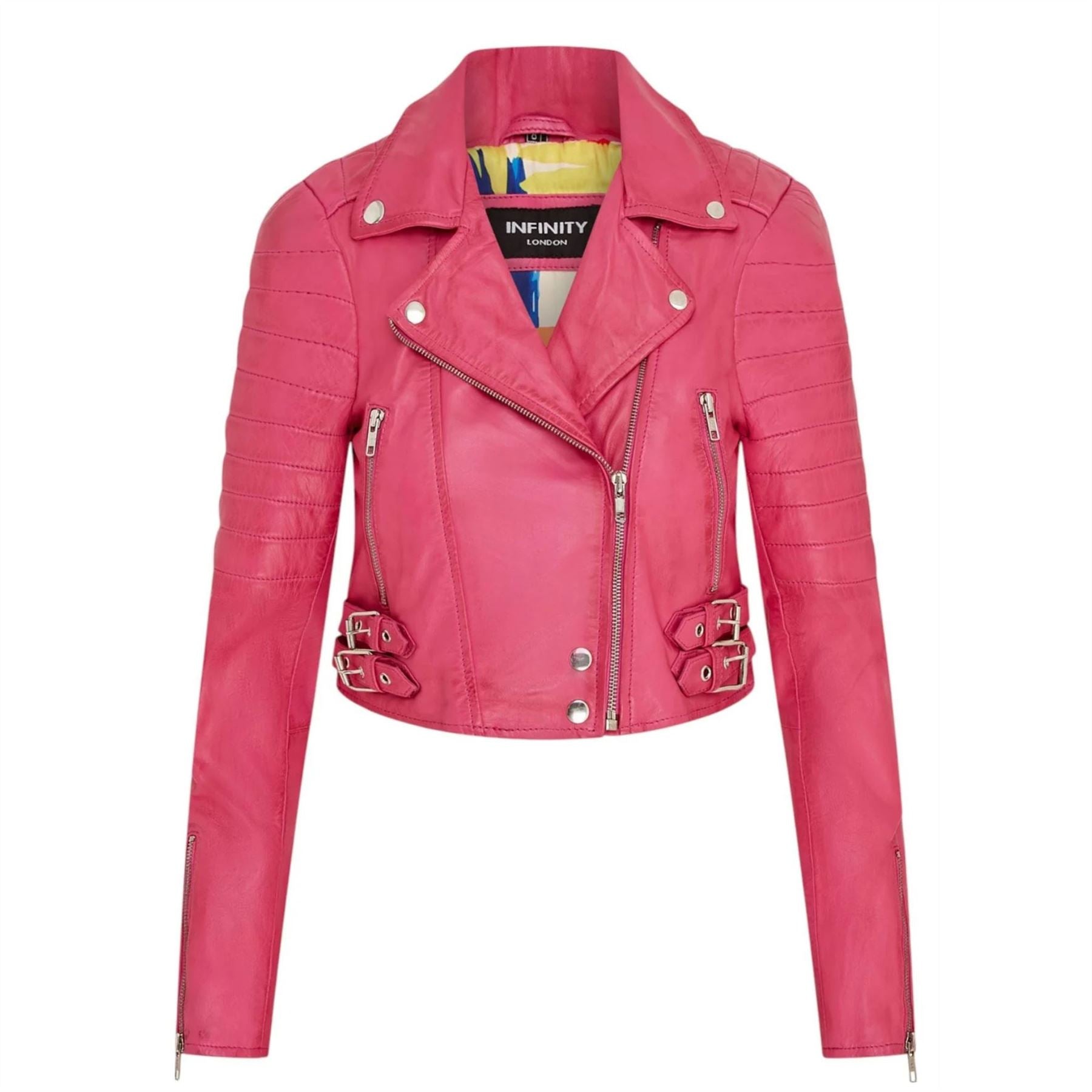 Women's Real Leather Short Cropped Length Biker Jacket